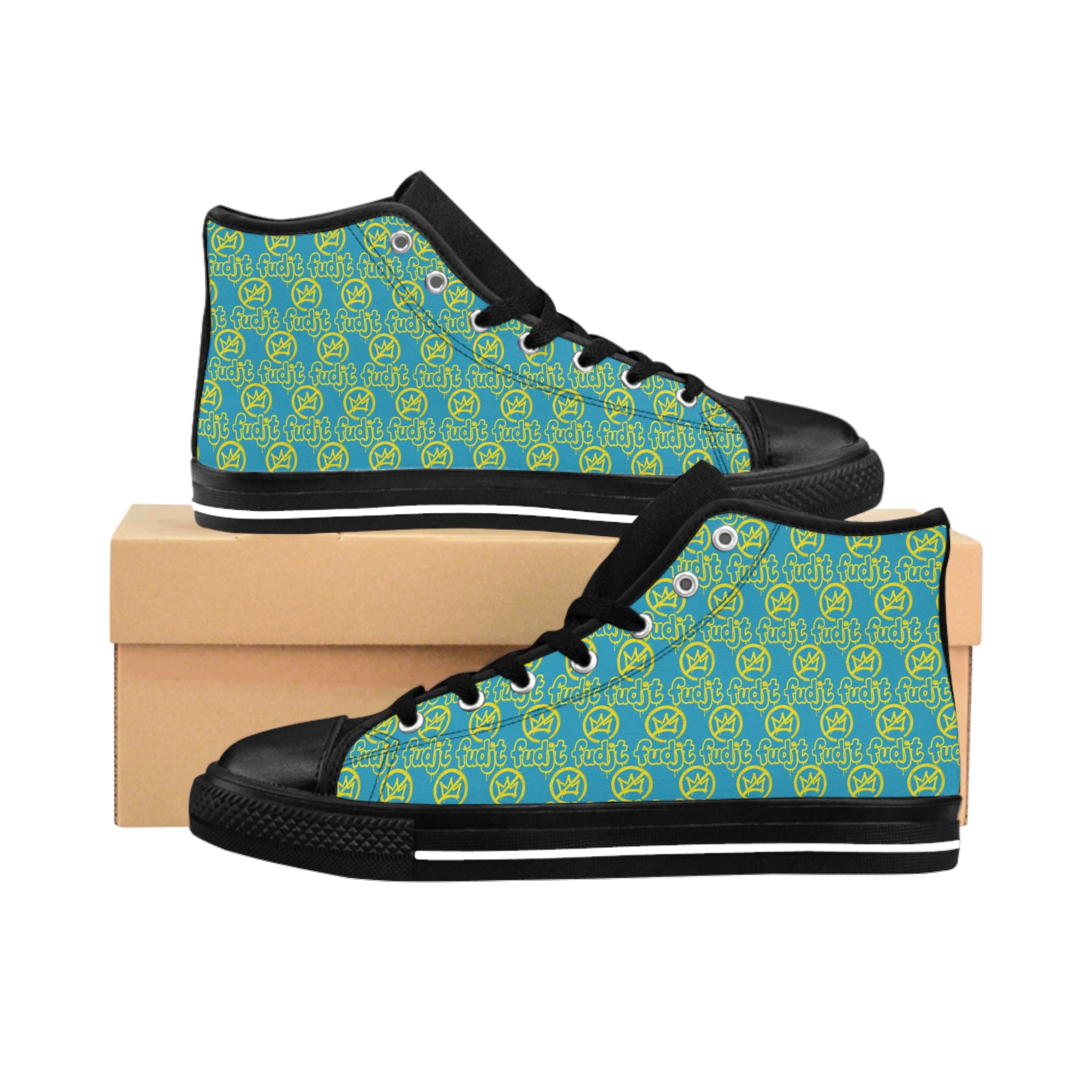 Turquoise Golden fudjt No Kings Street Style Sneakers | Women & Girls 1 High Top