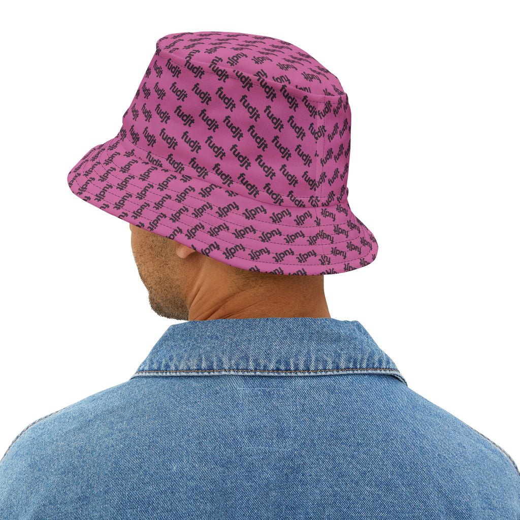 Trendy Black fudjt All Over Light Pink Bucket Hat