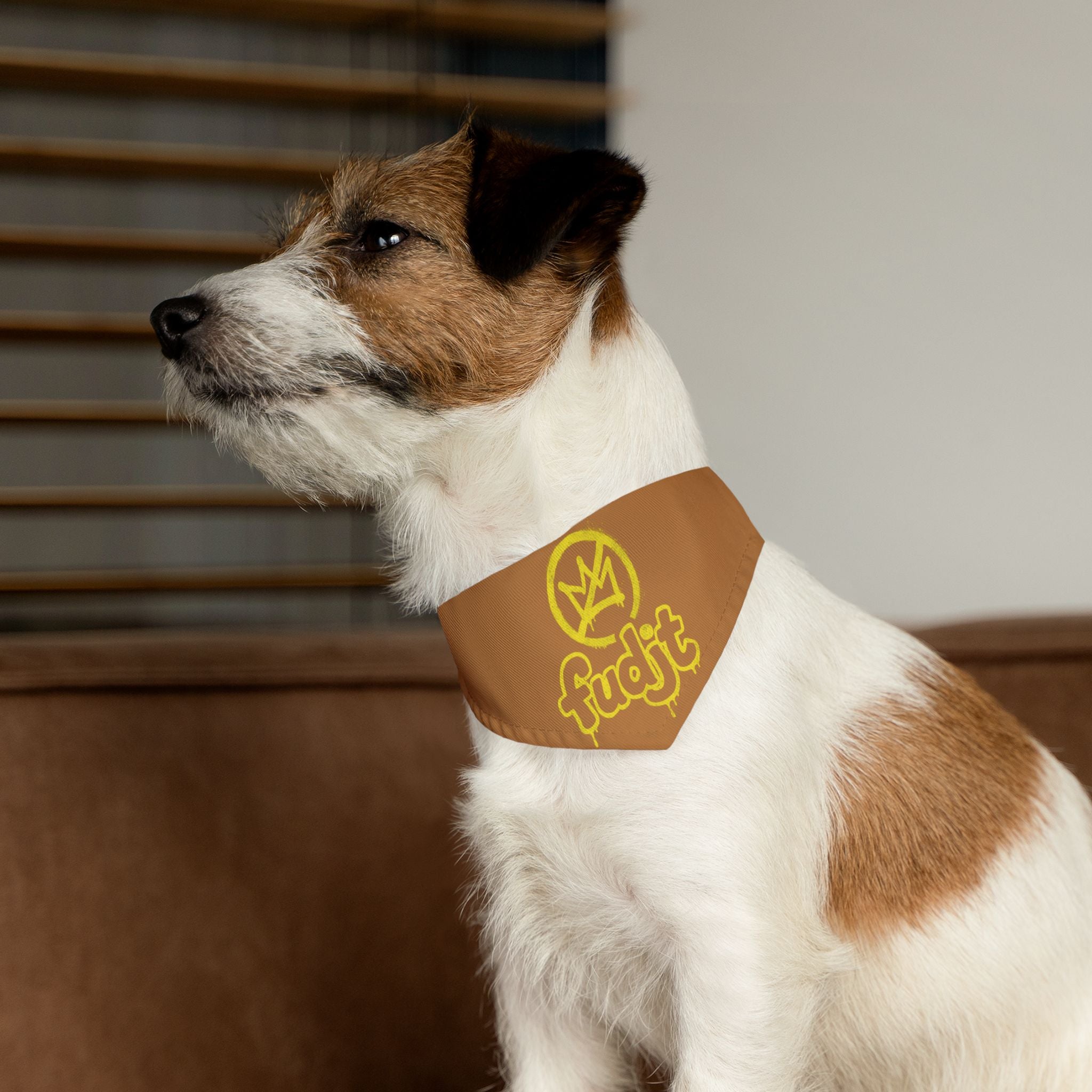 Light Brown Golden fudjt No Kings Bandana Collar for Dogs, Cats & More | 4 Sizes