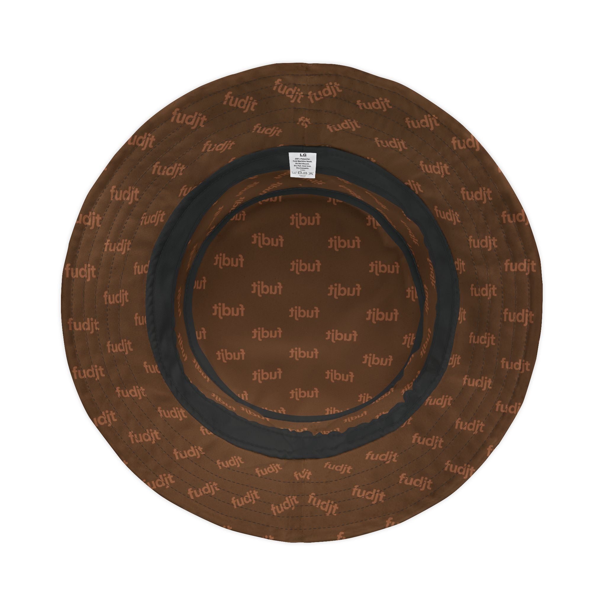 Trendy Brown fudjt All Over on Dark Brown Bucket Hat