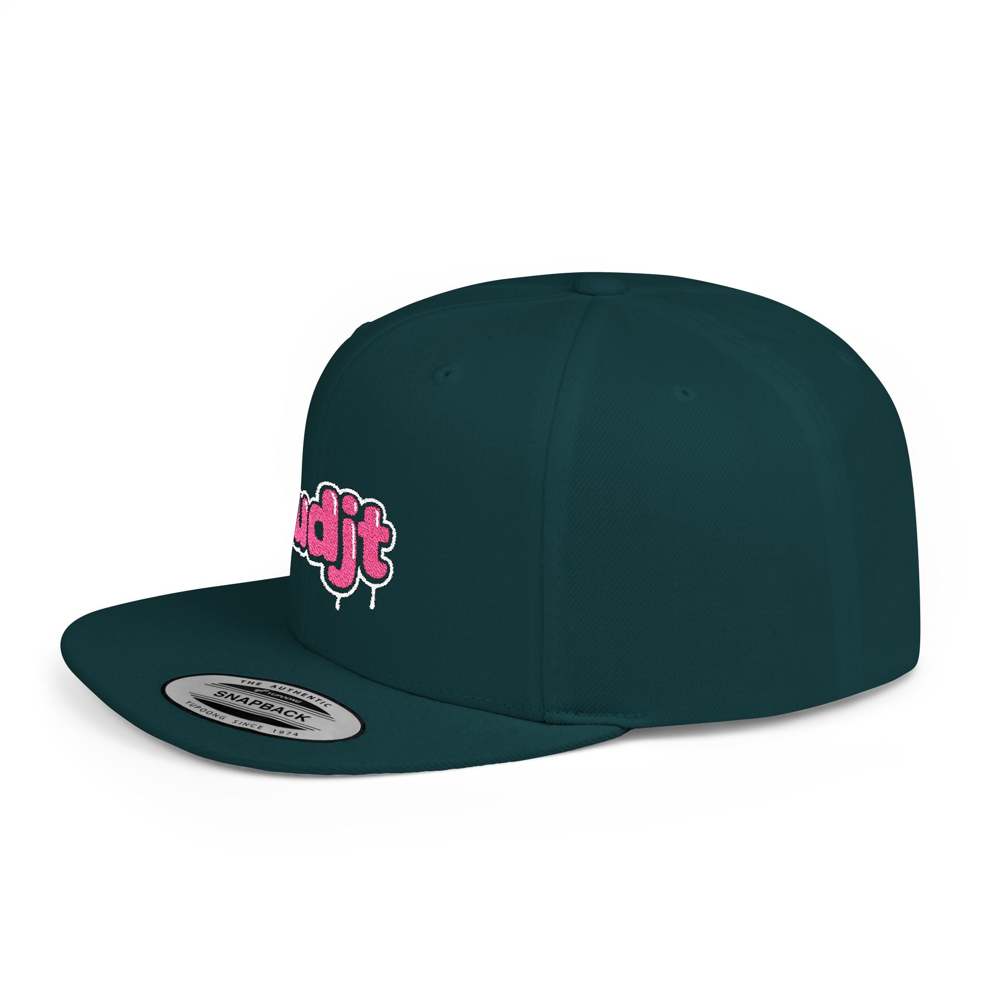 fudjt Flat Bill Snapback Hat | Pink Drip Embroidery |  13 Colors