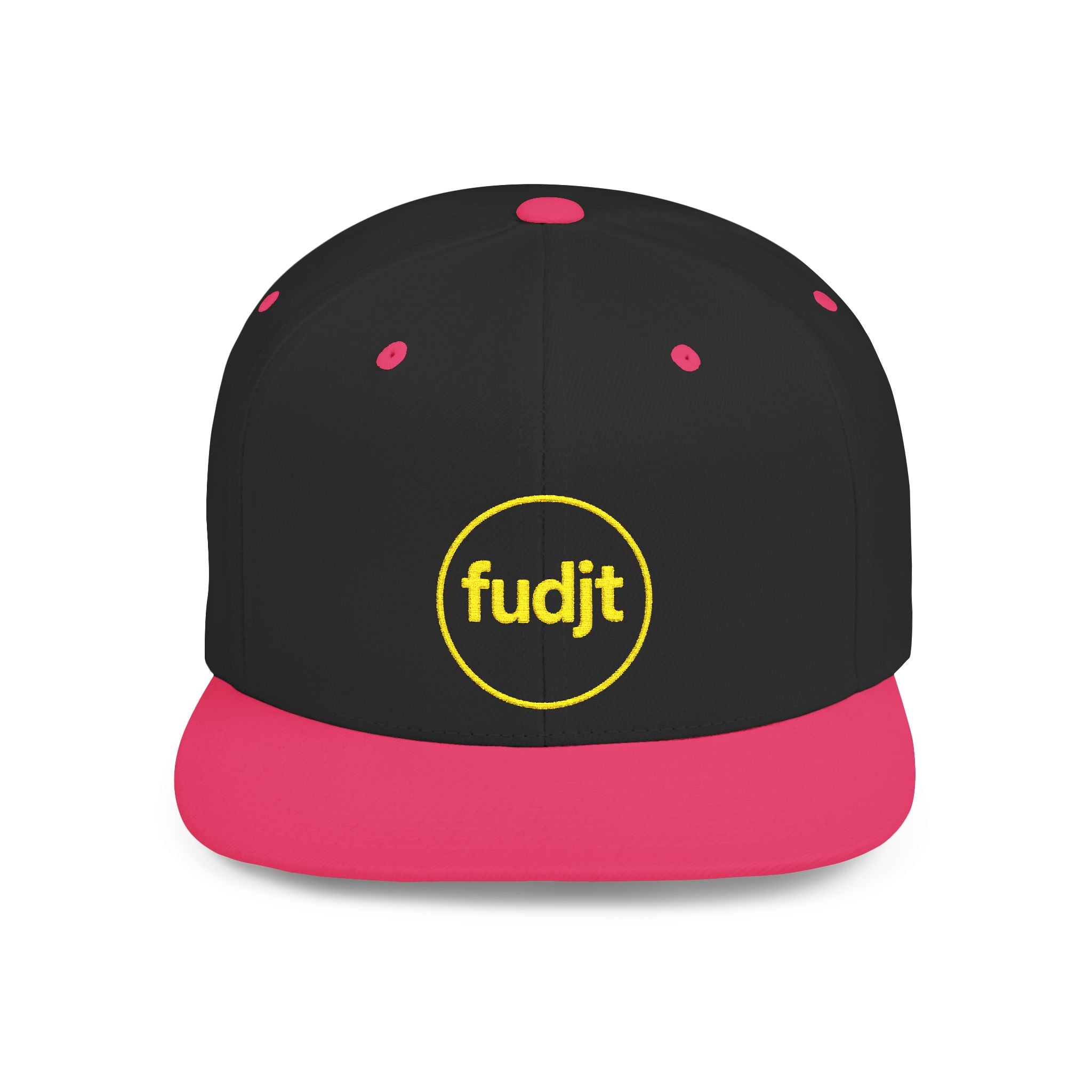 fudjt Circle Flat Bill Snapback Hat | Golden Yellow Embroidery |  14 Colors