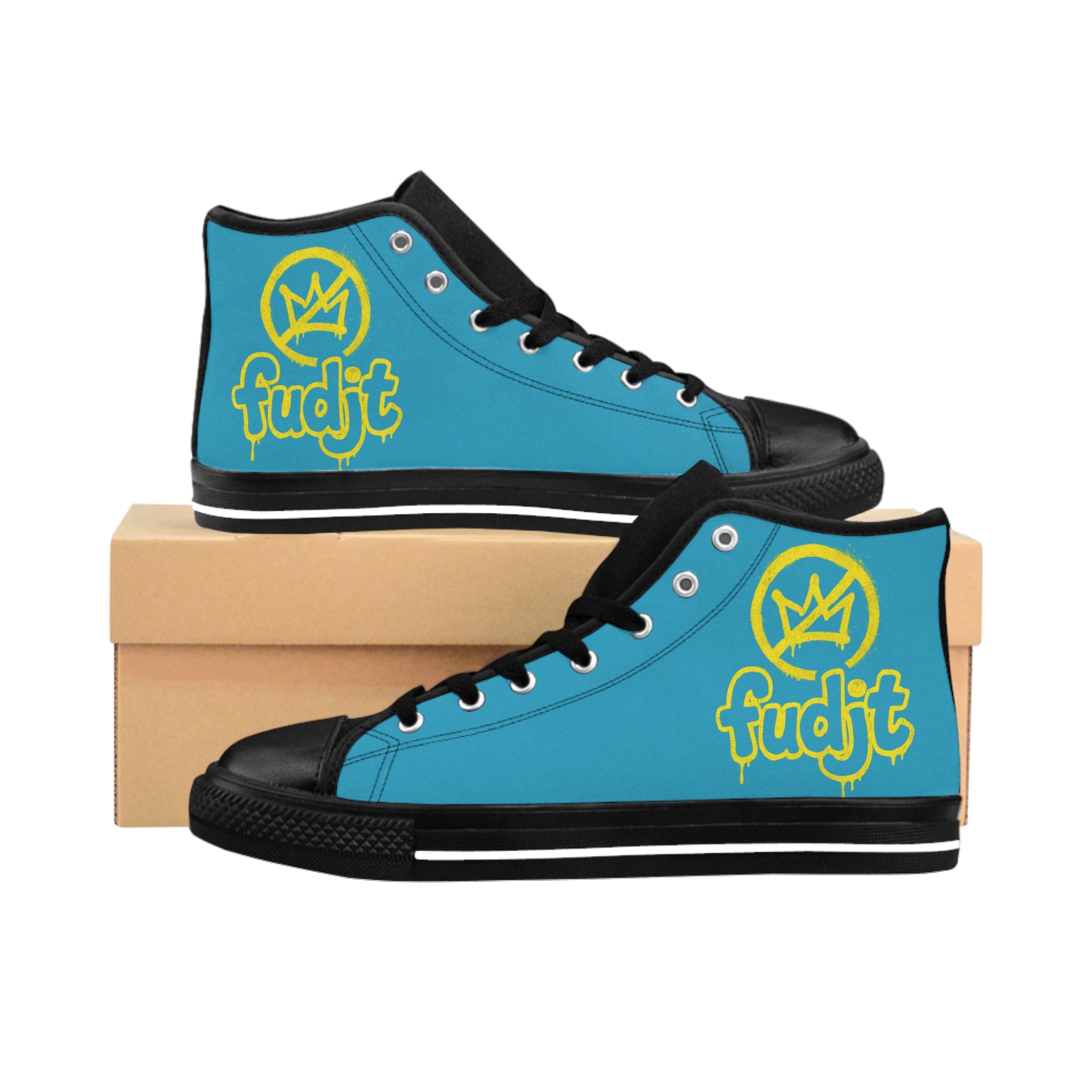 Turquoise Golden fudjt No Kings Street Style Sneakers | Men & Boys 3.75 High Top
