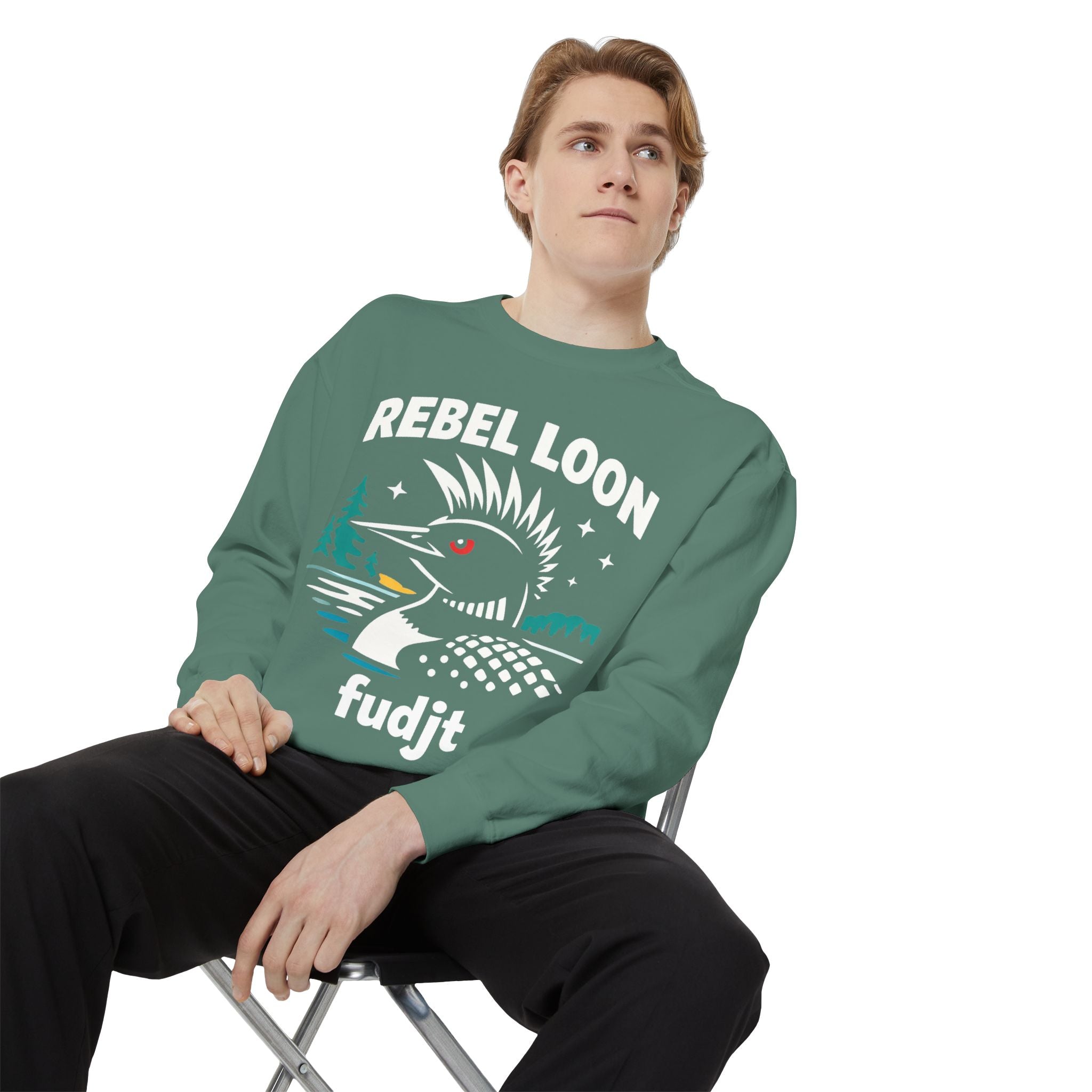 Rebel Loon fudjt Retro Wildlife Crewneck, Bold Pink Drip Backside | 14 Colors