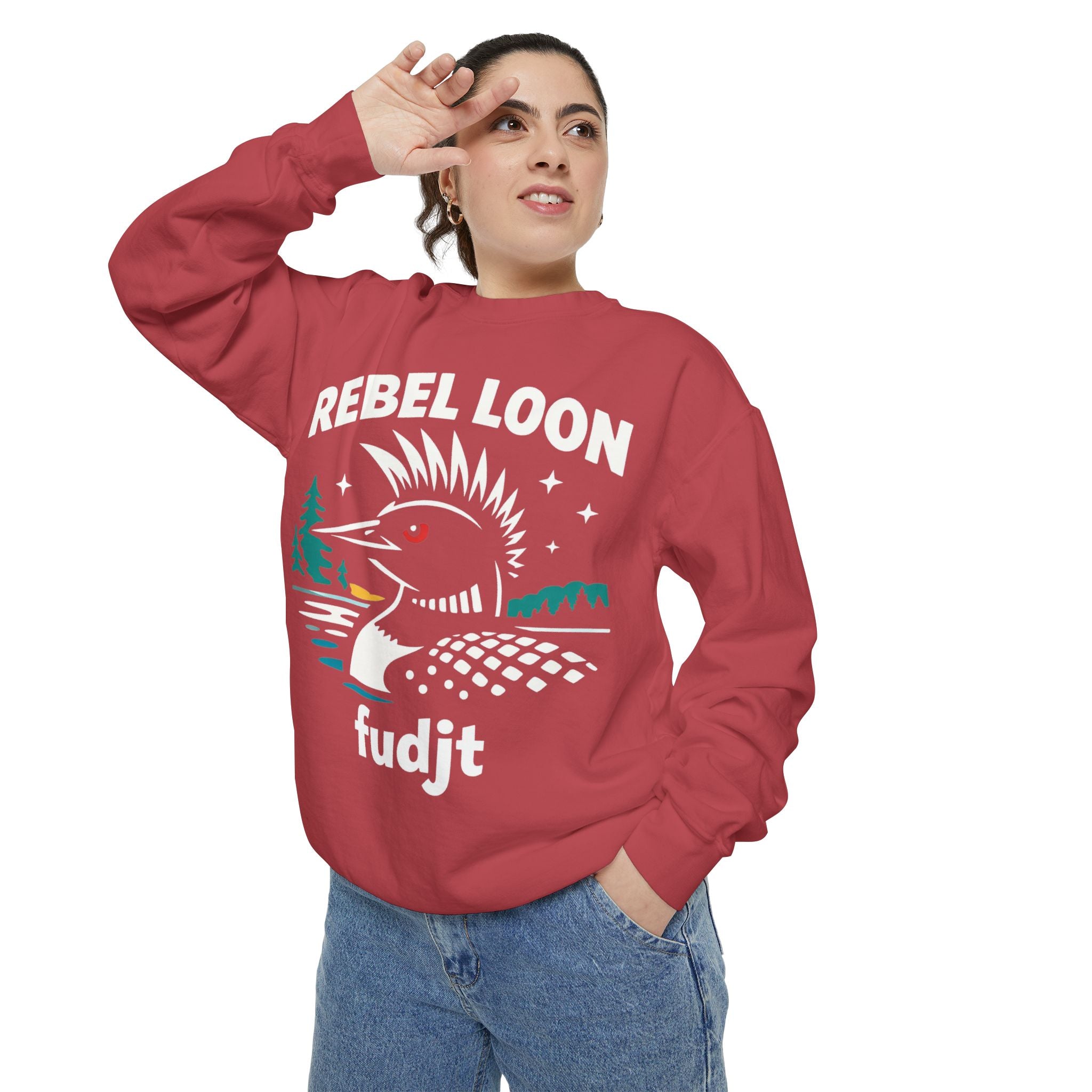 Rebel Loon fudjt Retro Wildlife Crewneck, Bold Pink Drip Backside | 14 Colors