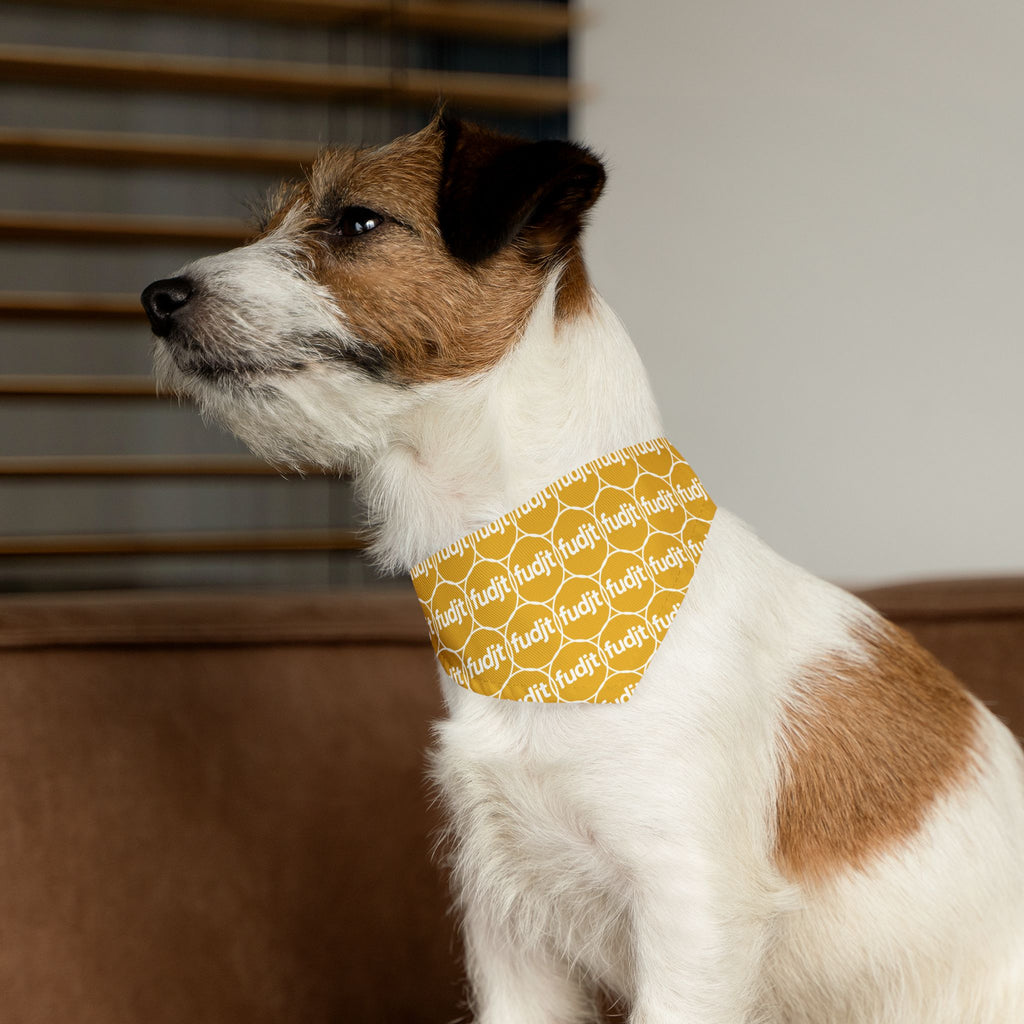 Yellow fudjt Unbroken Chain 1.25  Bandana Collar for Dogs, Cats & More | 4 Sizes