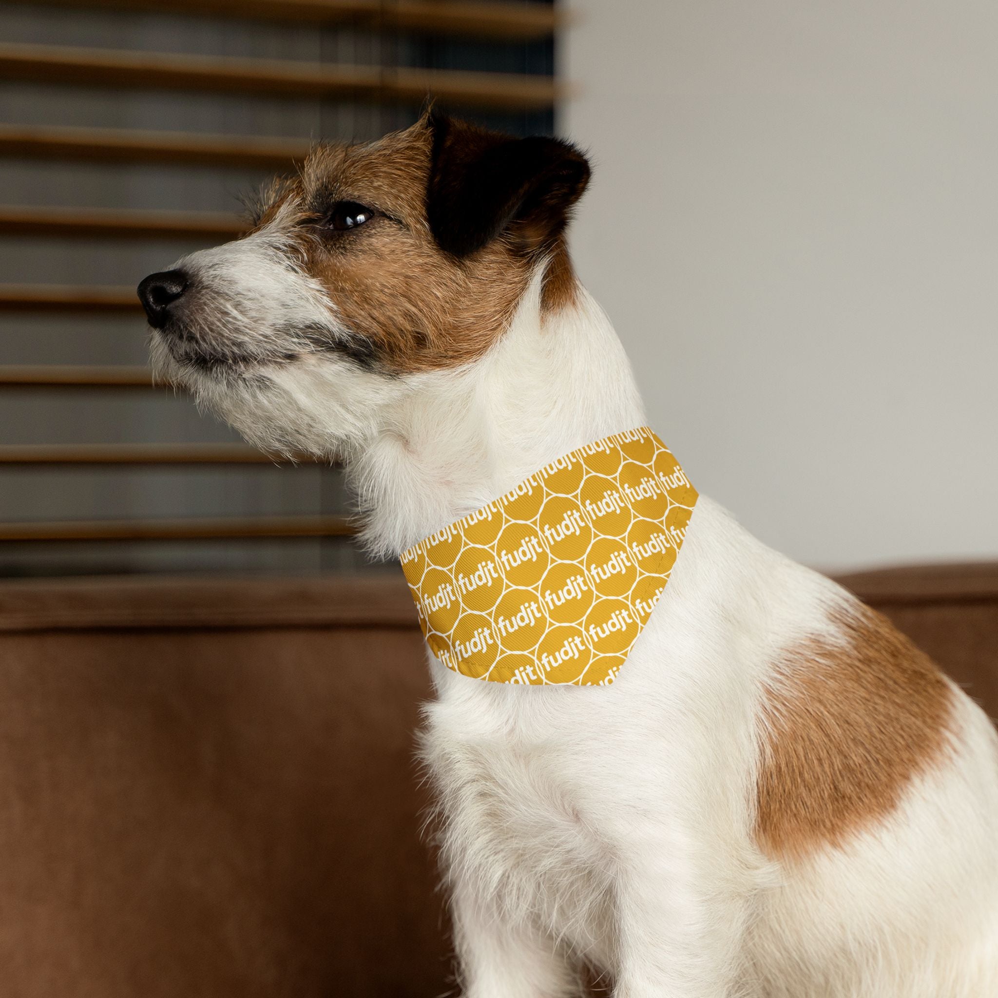 Yellow fudjt Unbroken Chain 1.25  Bandana Collar for Dogs, Cats & More | 4 Sizes