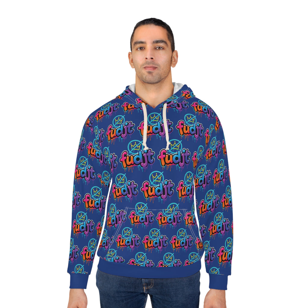 fudjt No Kings Clown Town Hoodie | All Over Dark Blue 5