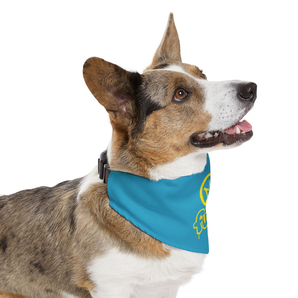 Turquoise Golden fudjt No Kings Bandana Collar for Dogs, Cats & More | 4 Sizes