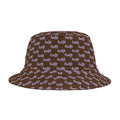 Trendy Lavender fudjt All Over on Dark Brown Bucket Hat