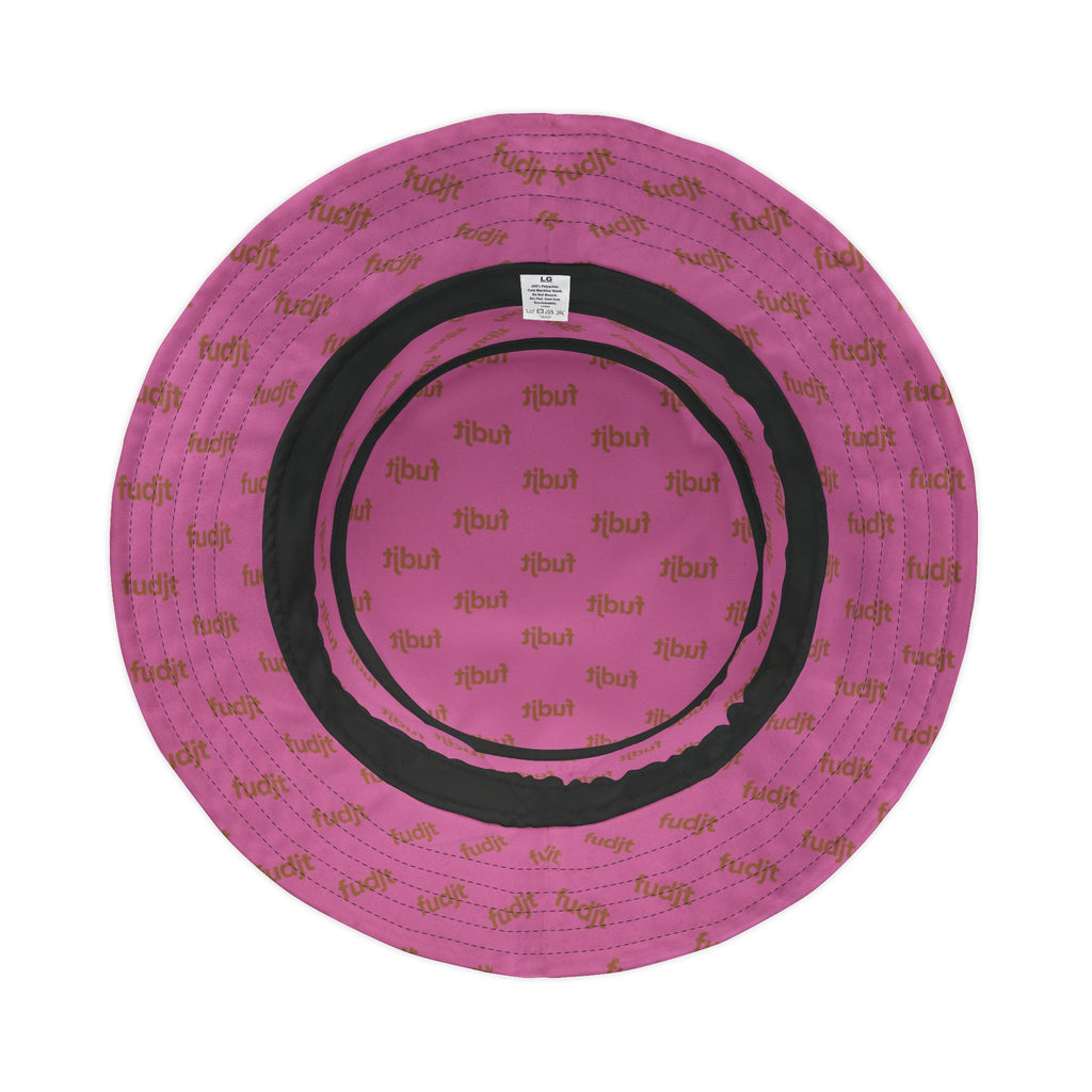 Trendy Brown fudjt All Over on Light Pink Bucket Hat