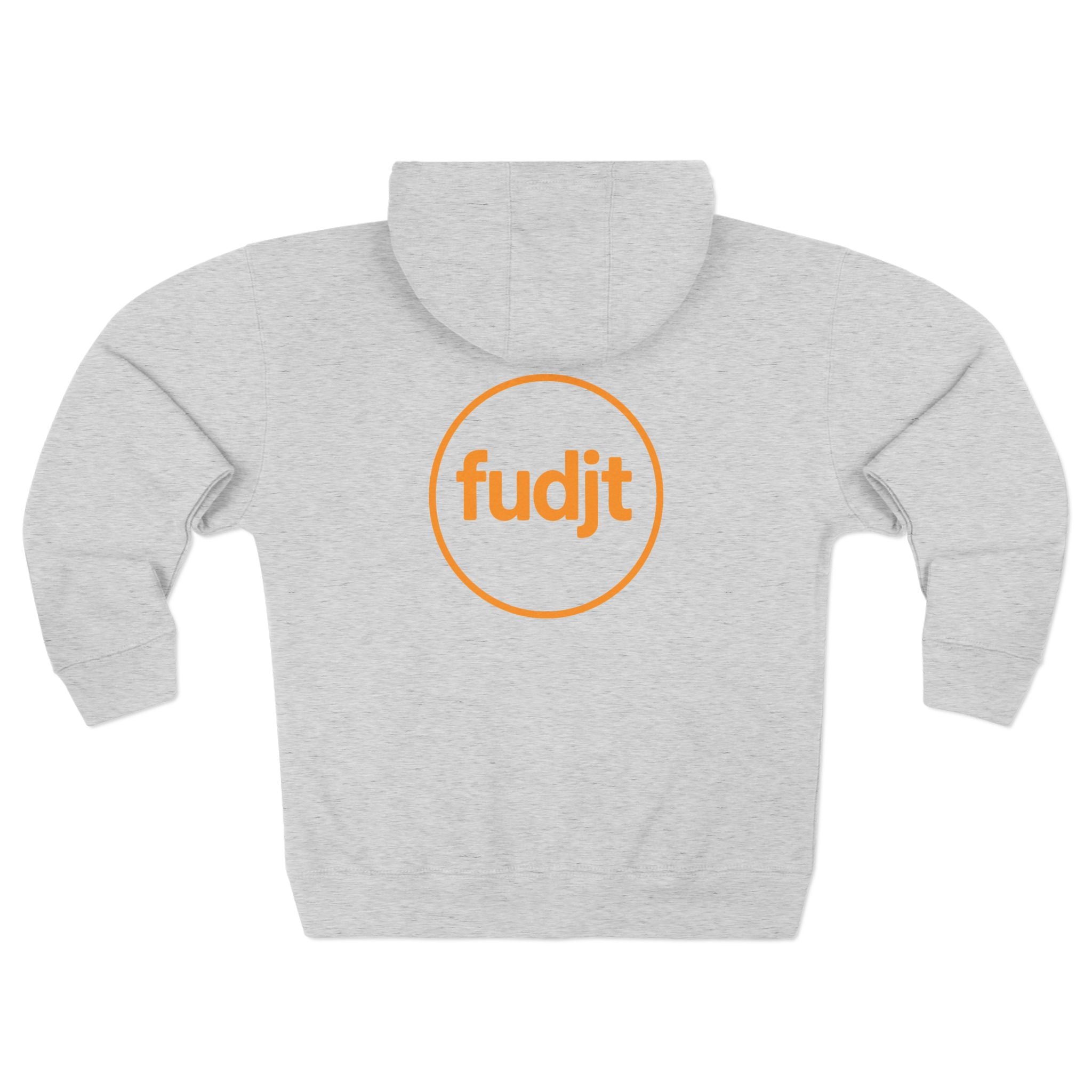 Orange fudjt Circle Zip Hoodie | Front & Back Graphic | 9 Colors