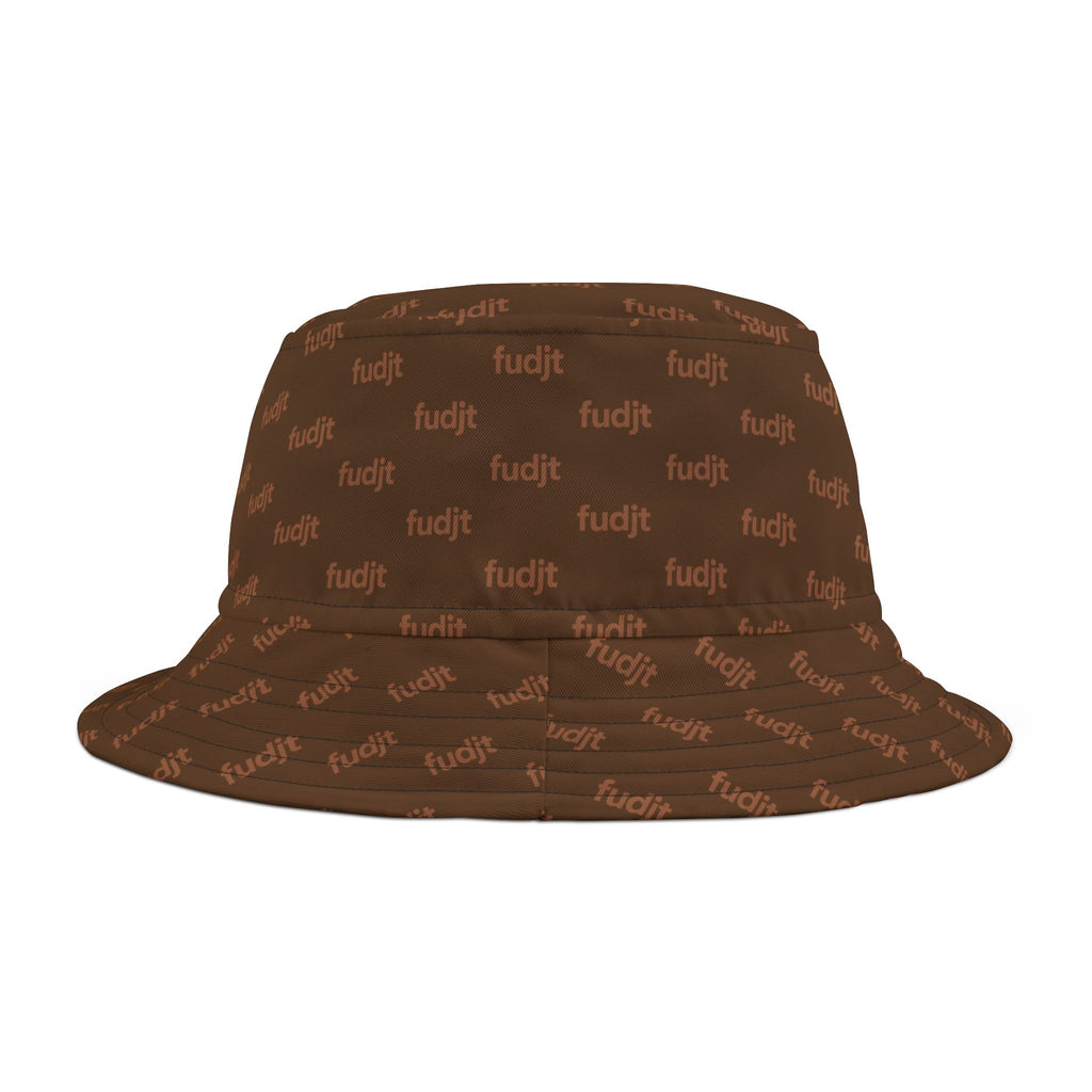 Trendy Brown fudjt All Over on Dark Brown Bucket Hat