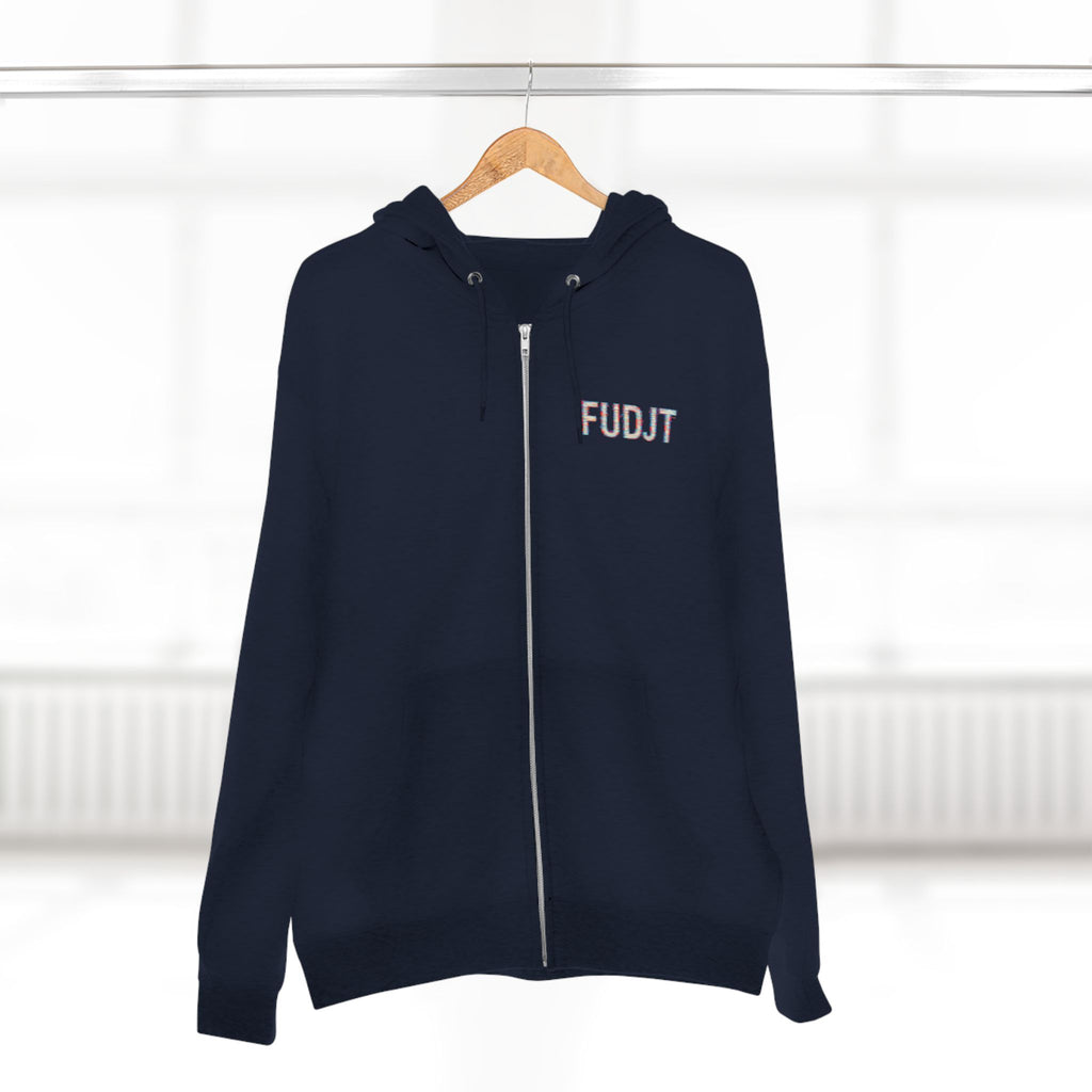 FUDJT Glitch Zip Hoodie | Front Left & Stack Back | 7 Colors