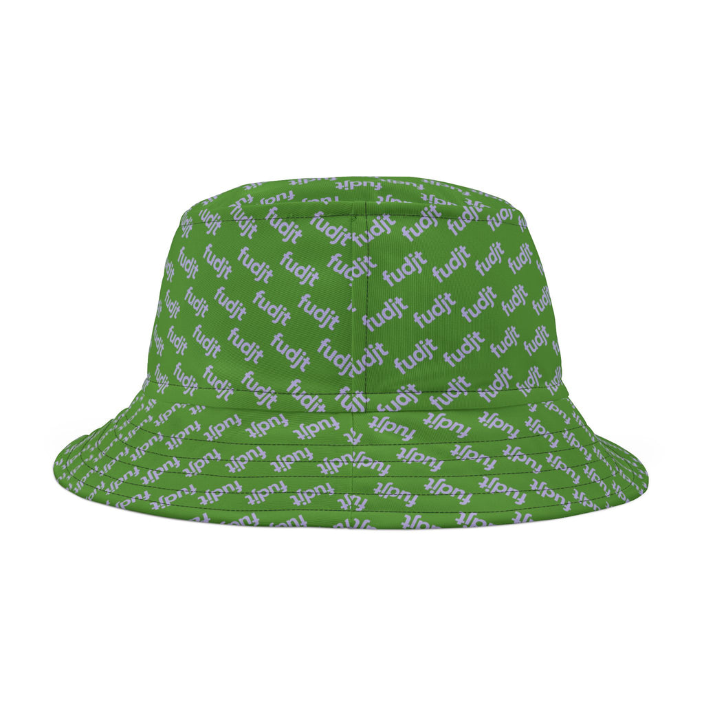 Trendy Lavender fudjt All Over on Green Bucket Hat