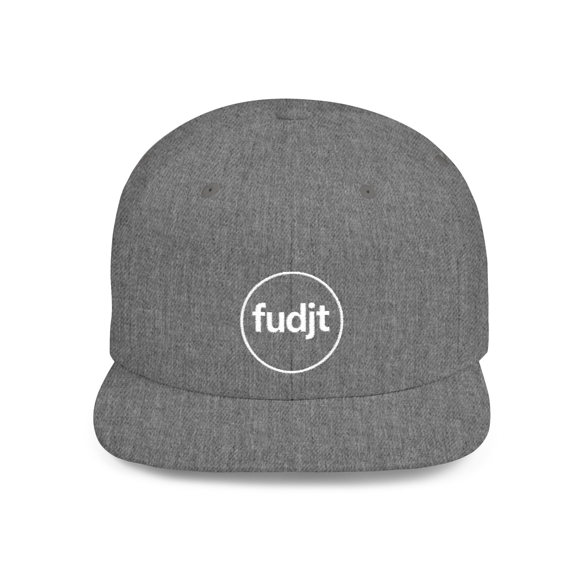 fudjt Circle Flat Bill Snapback Hat | White Embroidery |  14 Colors