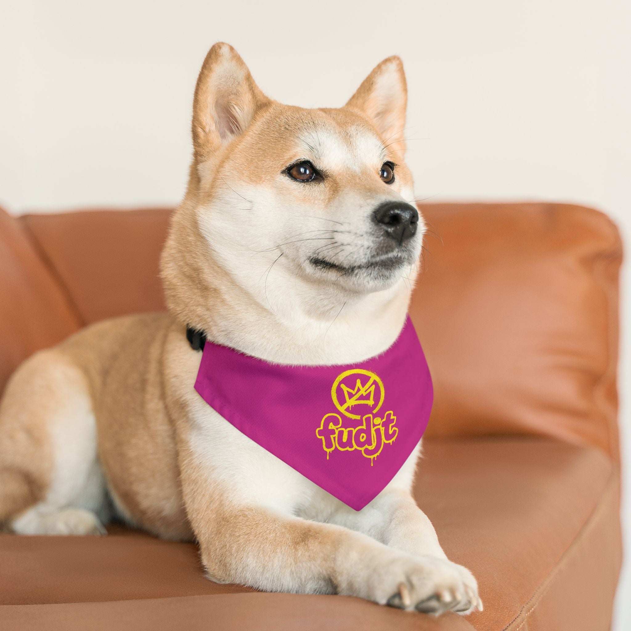 Pink Golden fudjt No Kings Bandana Collar for Dogs, Cats & More | 4 Sizes