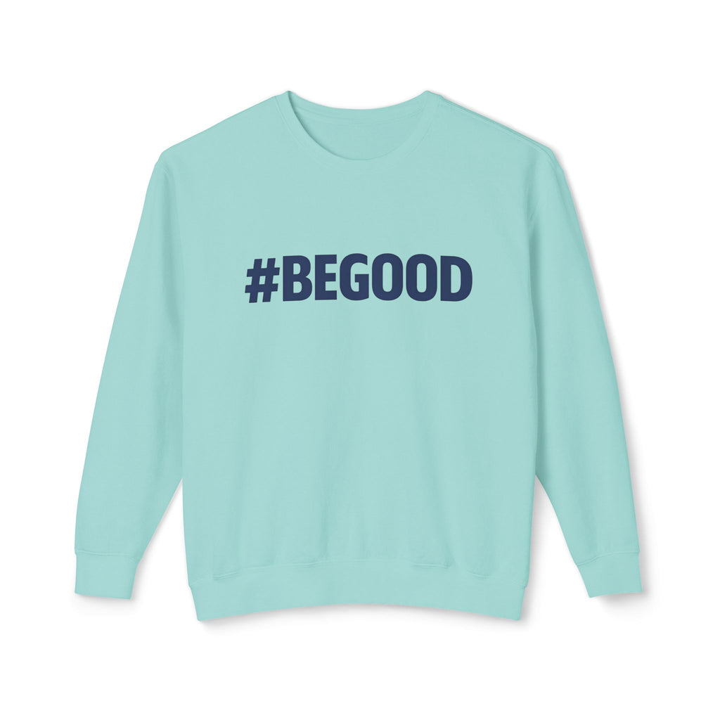 #BEGOOD Crewneck Sweatshirt — Blue Star Graphic Backside, Premium Casual Pullover | 7 Colors