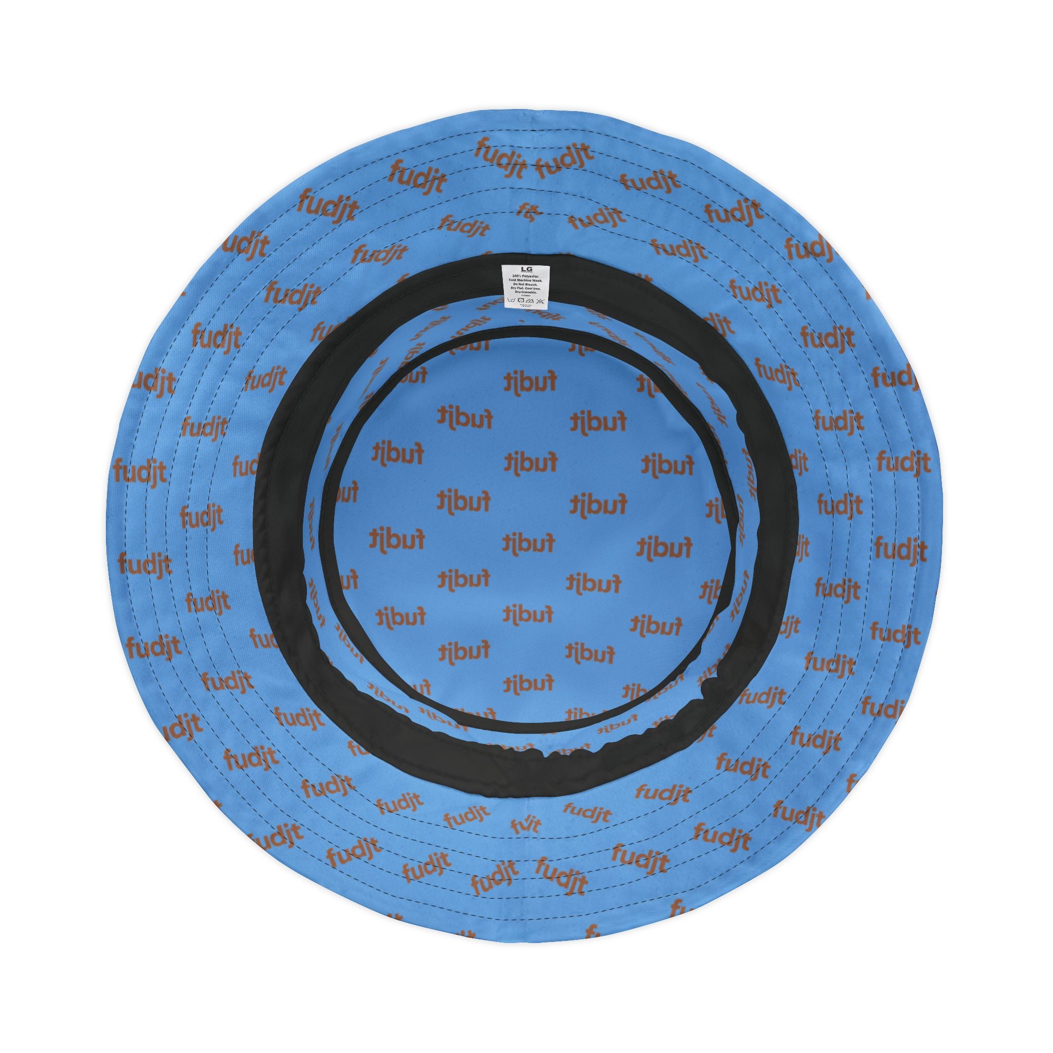 Trendy Brown fudjt All Over on Light Blue Bucket Hat