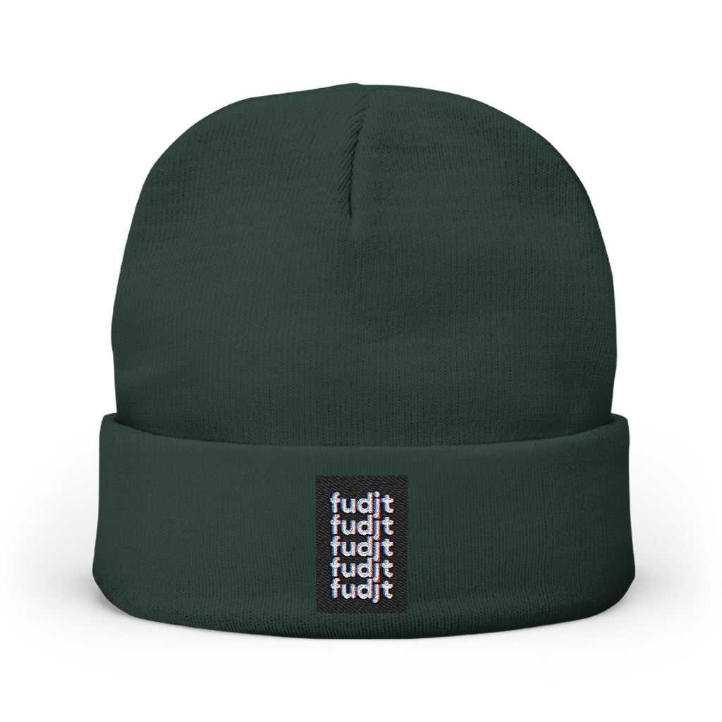 Stacked fudjt Knit Beanie | Black White Embroidery | 6 Colors