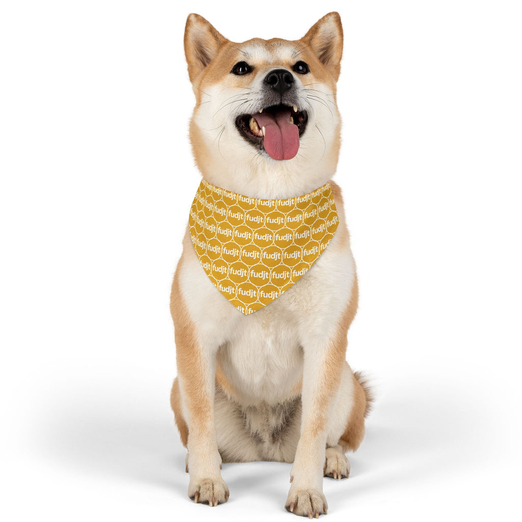 Yellow fudjt Unbroken Chain 1.25  Bandana Collar for Dogs, Cats & More | 4 Sizes