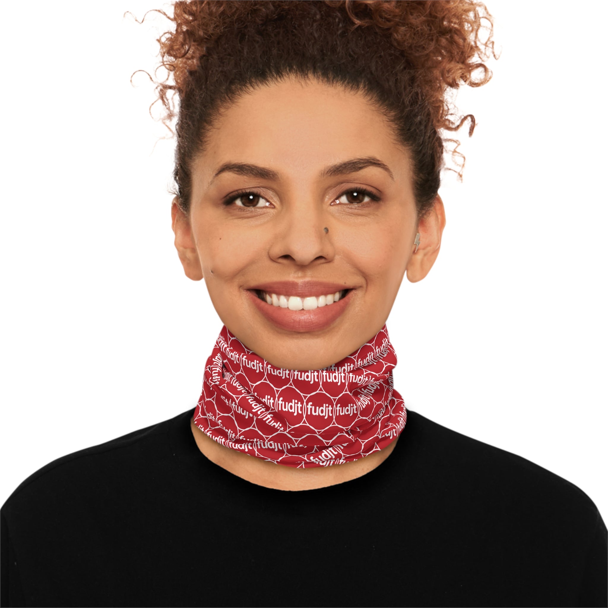 Dark Red & White fudjt Unbroken Chain 1.25 Neck Gaiter