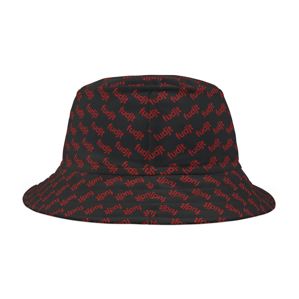 Trendy Red fudjt All Over on Black Bucket Hat