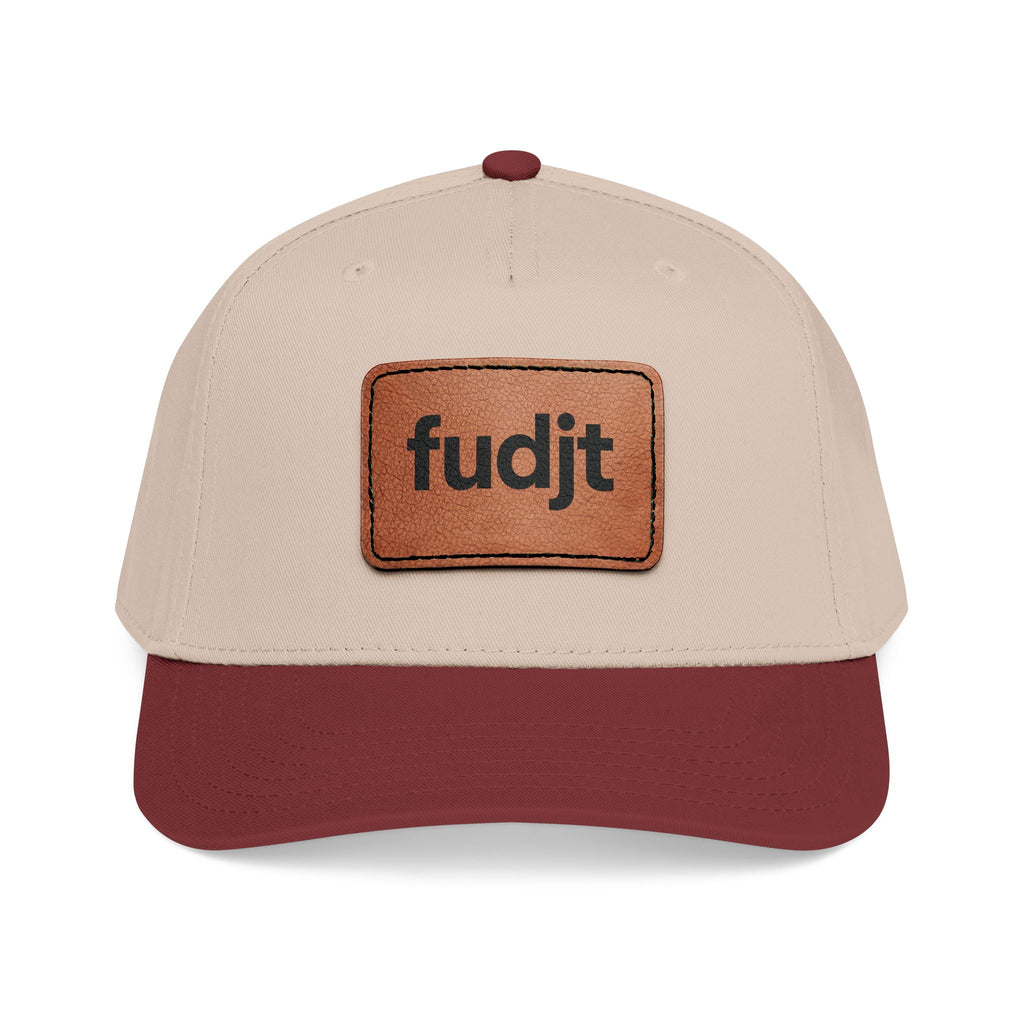 fudjt Leather Patch Baseball Cap — Mid Profile Trucker Hat | 30 Two-Tone Colors