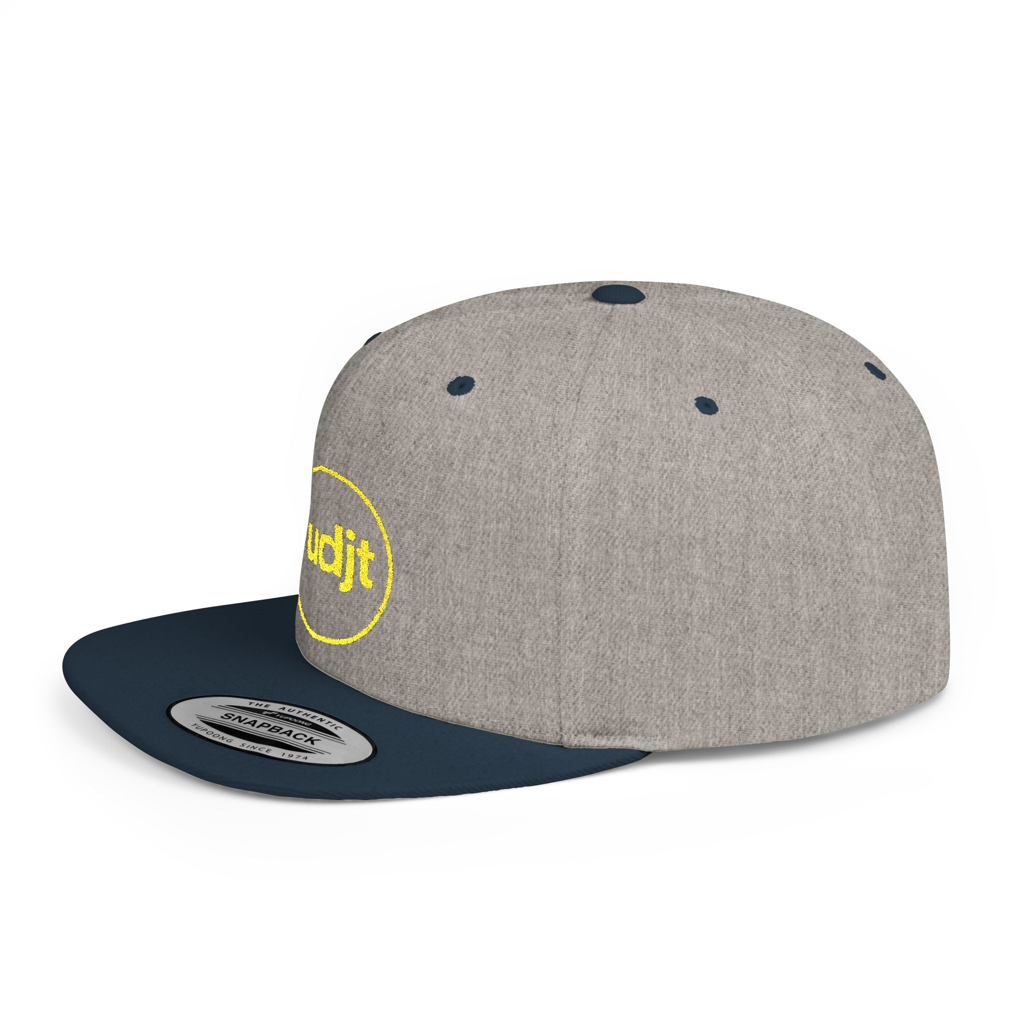 fudjt Circle Flat Bill Snapback Hat | Golden Yellow Embroidery |  14 Colors