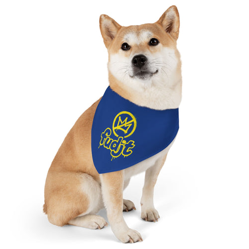 Dark Blue Golden fudjt No Kings Bandana Collar for Dogs, Cats & More | 4 Sizes