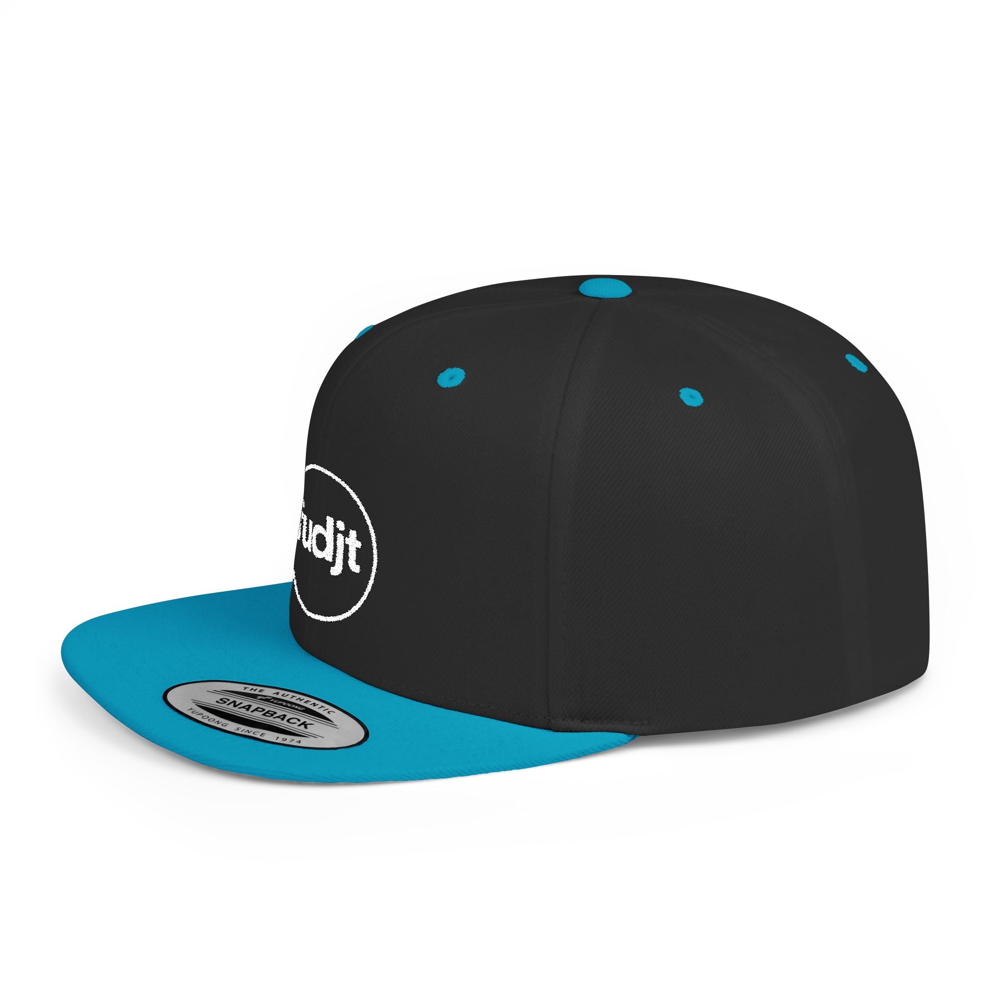 fudjt Circle Flat Bill Snapback Hat | White Embroidery |  14 Colors