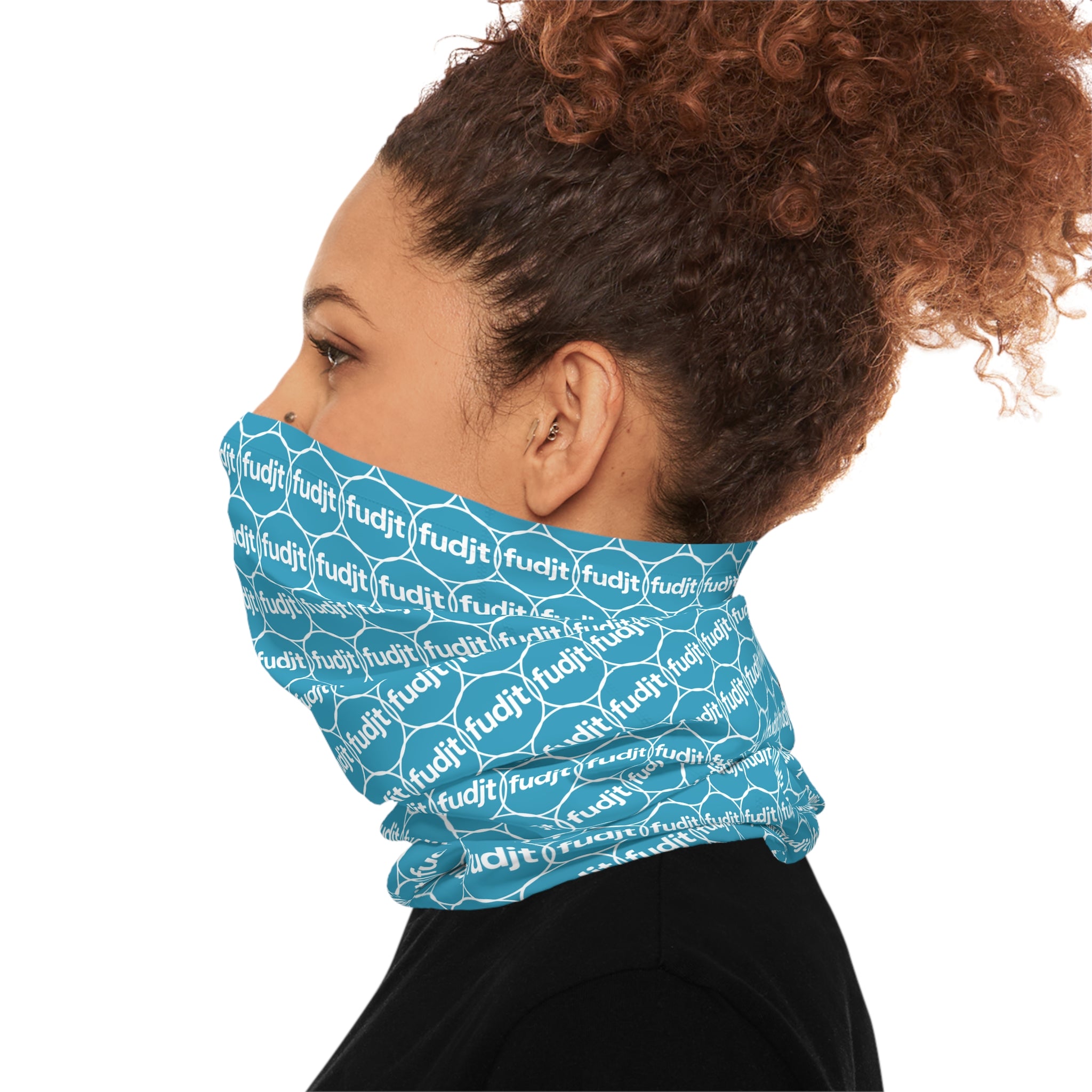 Turquiose & White fudjt Unbroken Chain 1.25 Neck Gaiter