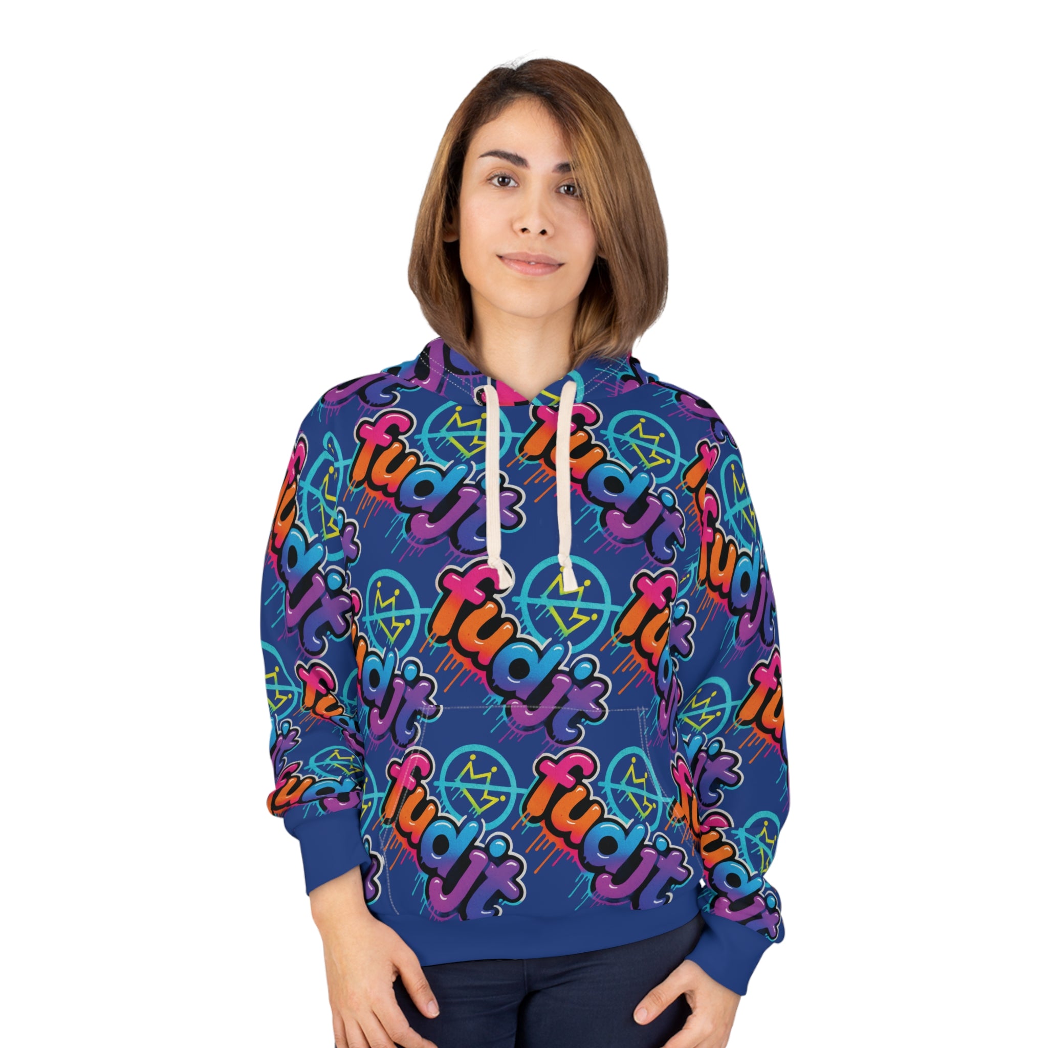 fudjt No Kings Clown Town Hoodie | All Over Dark Blue 10-45