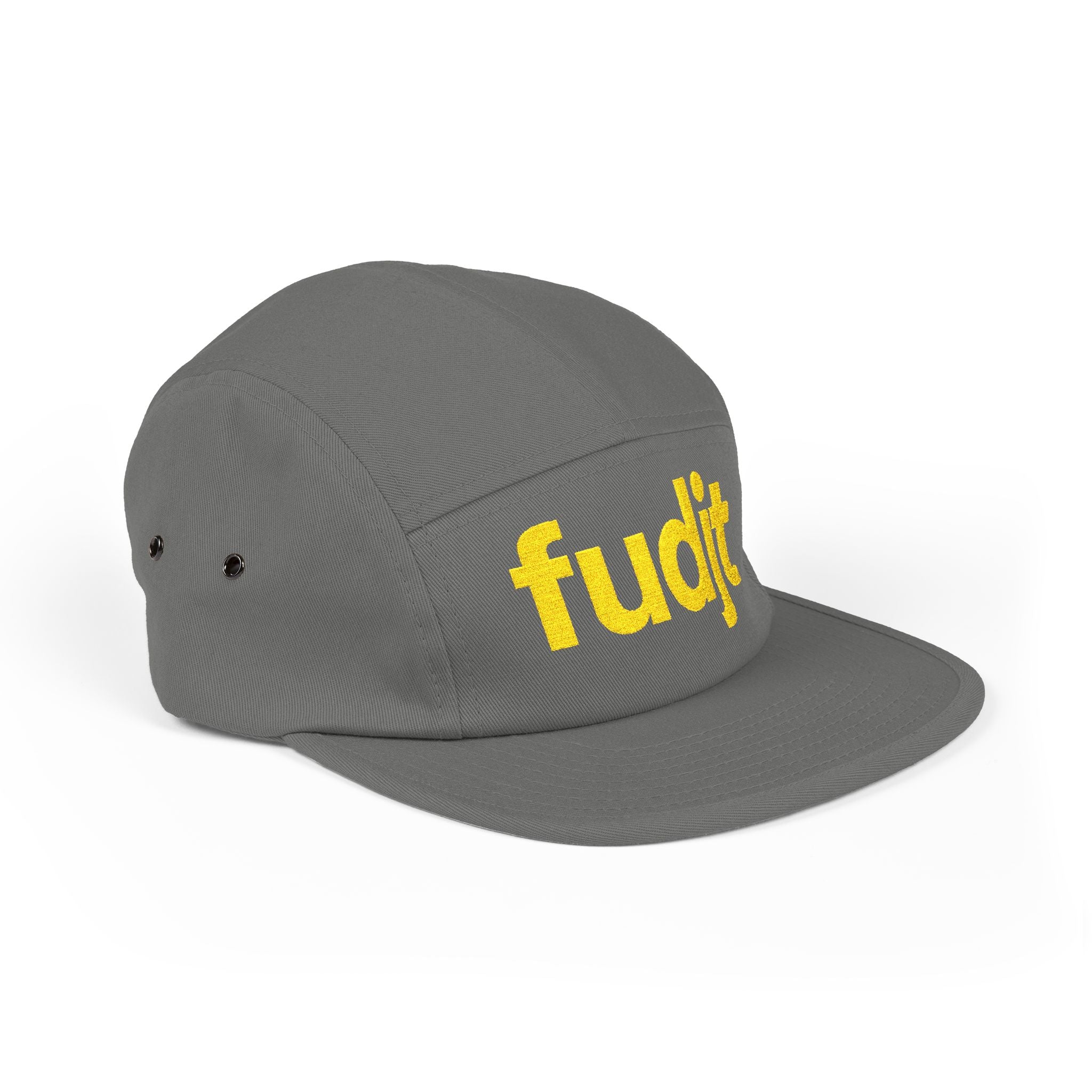 Embroidered 5 Panel Cap - Gold fudjt Logo - 7 Colors