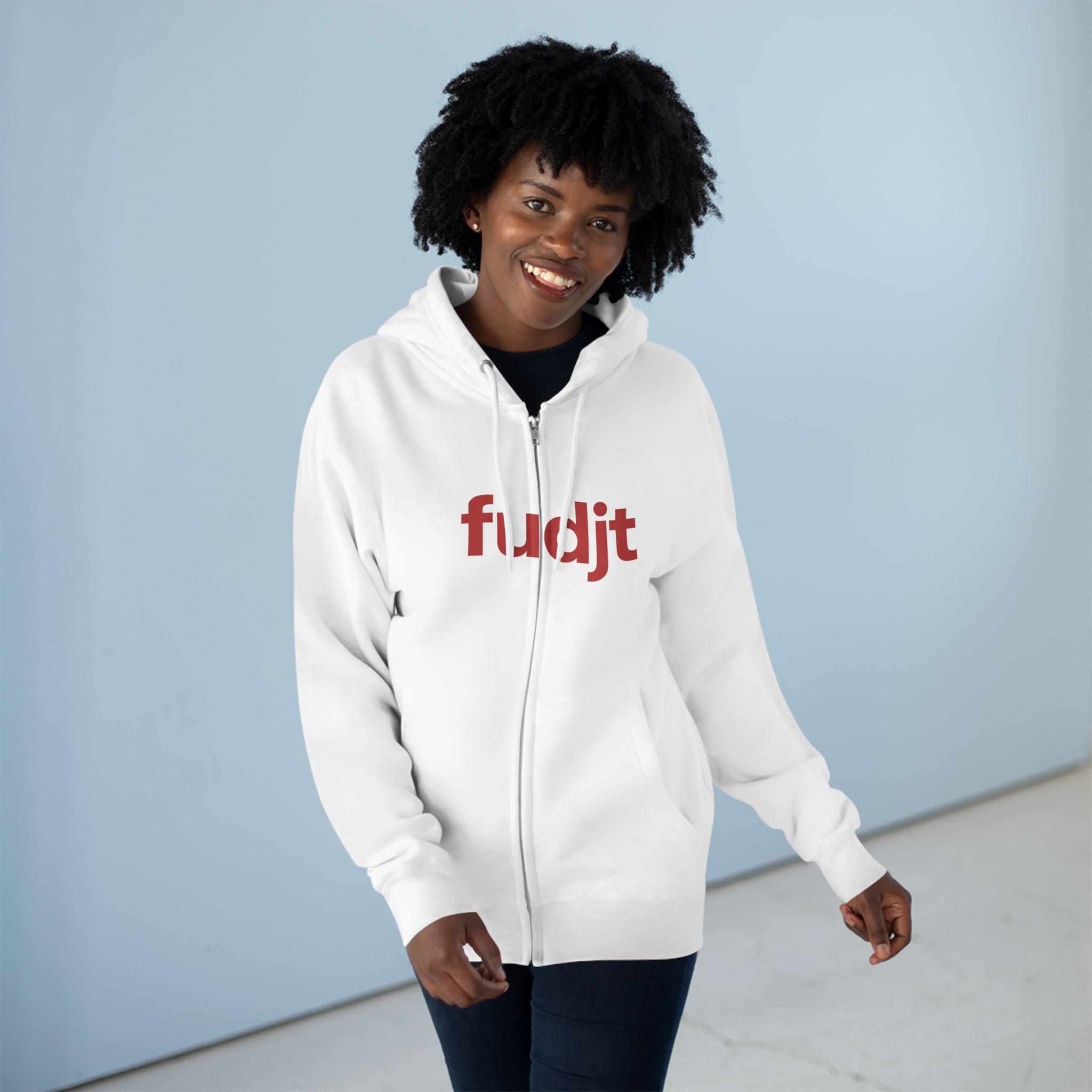 Zip Hoodie with Red fudjt Design | Cozy Everyday Comfort | 8 Colors