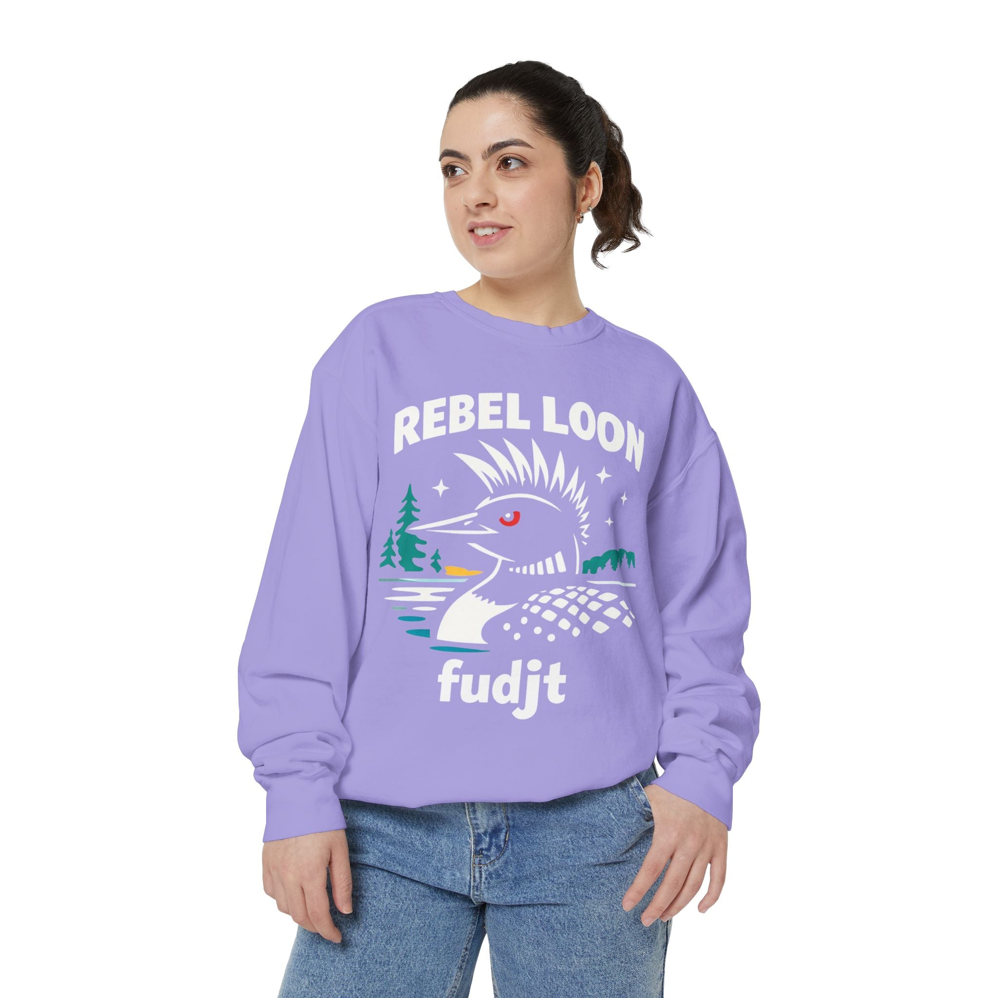 Rebel Loon fudjt Retro Wildlife Crewneck, Bold Pink Drip Backside | 14 Colors
