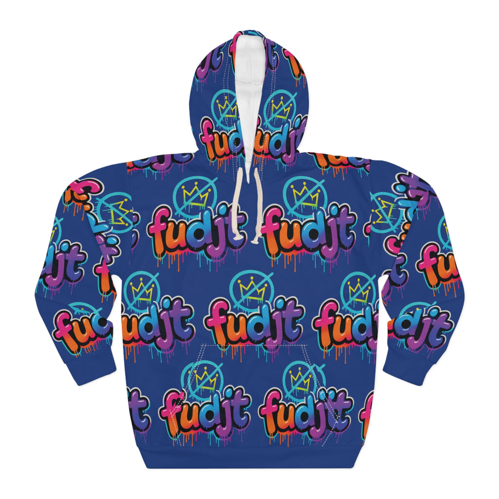fudjt No Kings Clown Town Hoodie | All Over Dark Blue 10