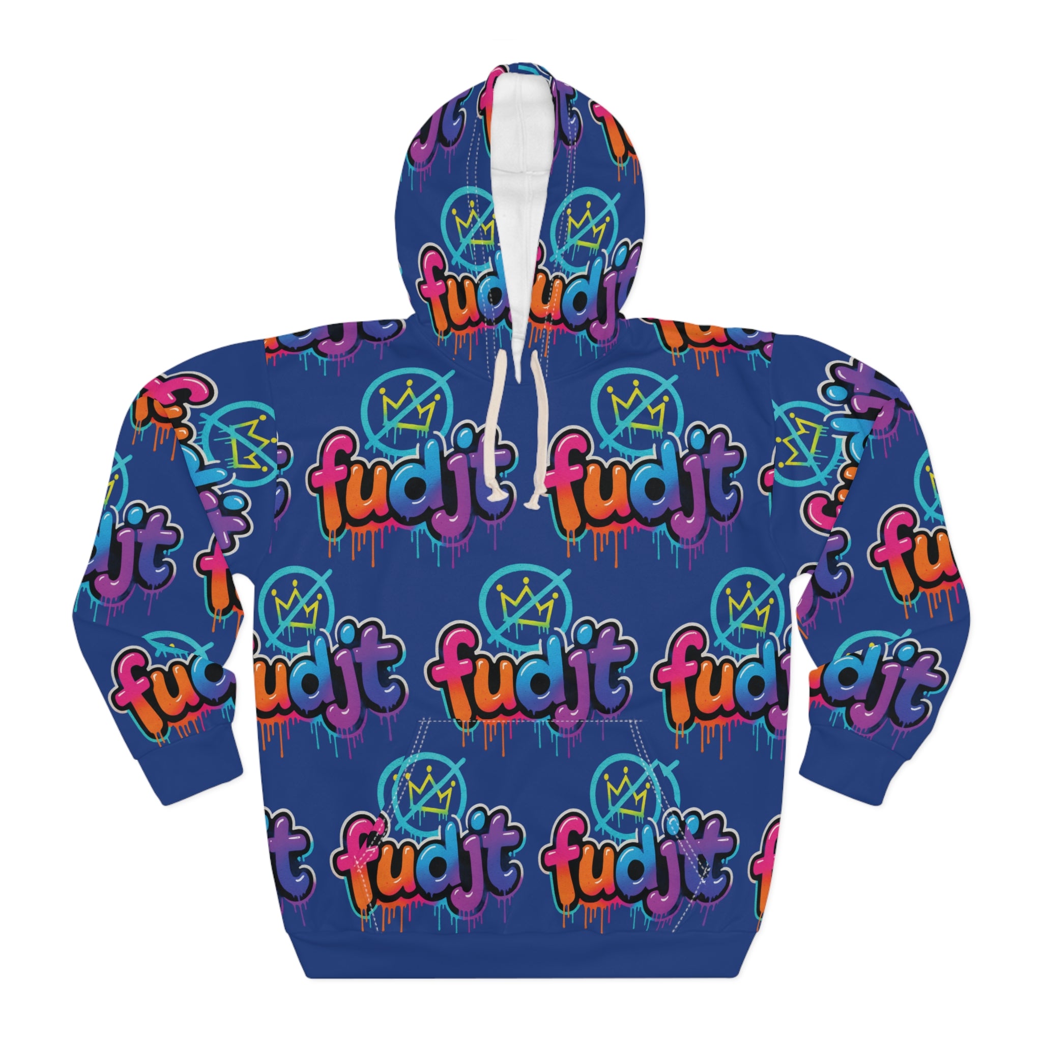 fudjt No Kings Clown Town Hoodie | All Over Dark Blue 10