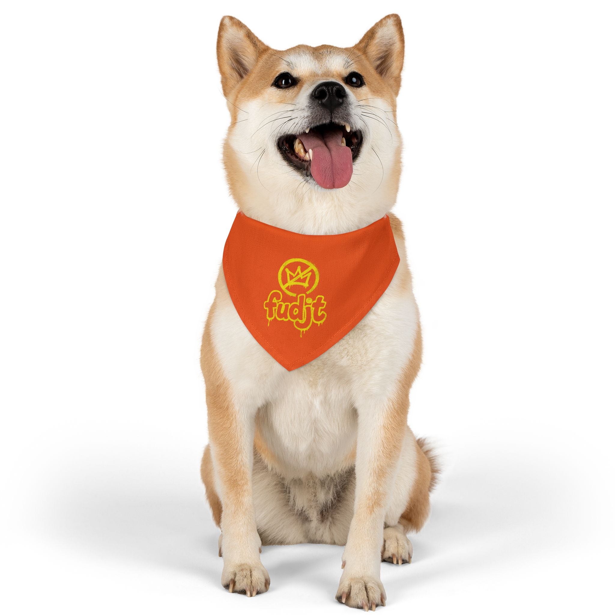 Orange Golden fudjt No Kings Bandana Collar for Dogs, Cats & More | 4 Sizes