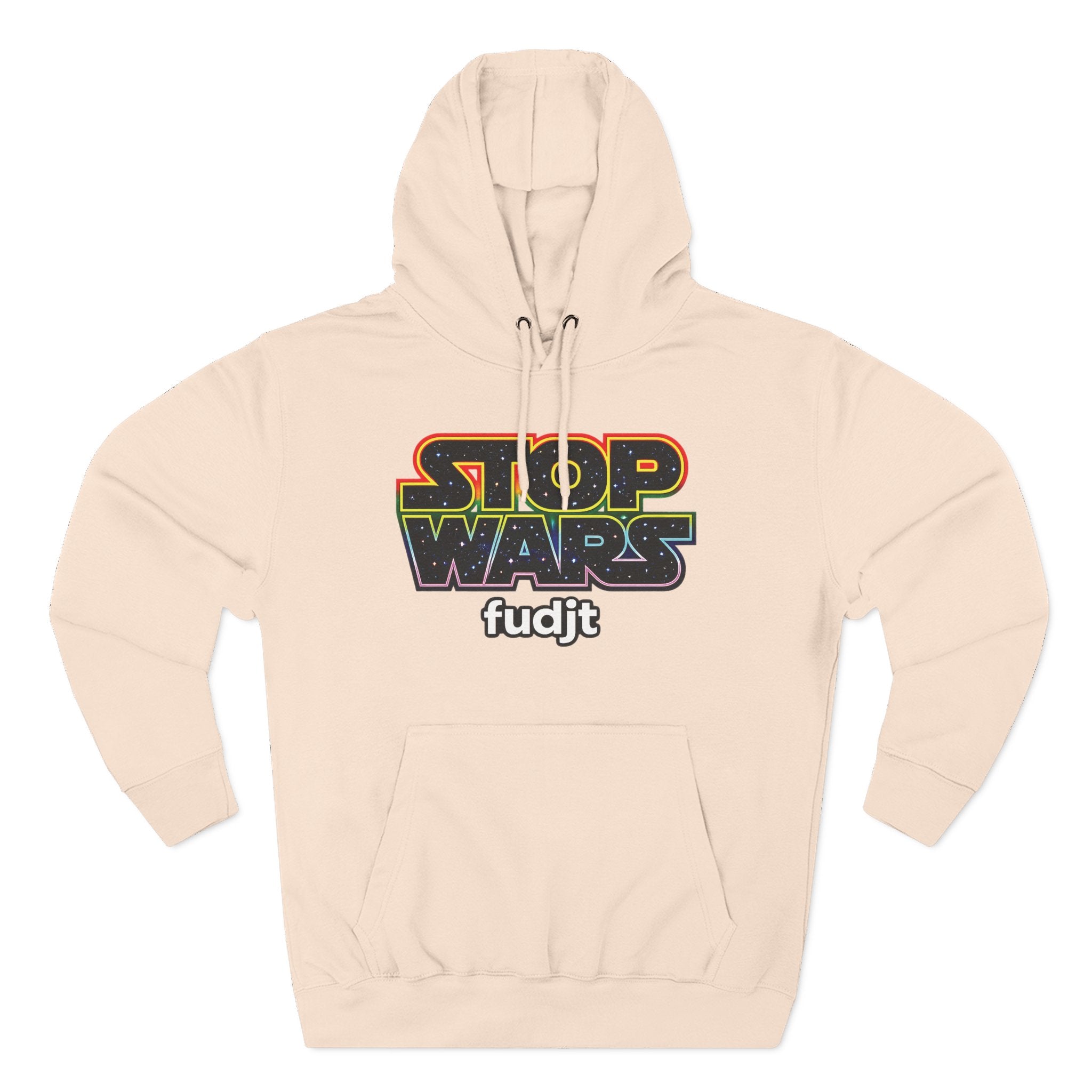 fudjt Stop Wars Hoodie – Premium Fleece Pullover with Retro Protest Graphic, White fudjt | 15 Colors