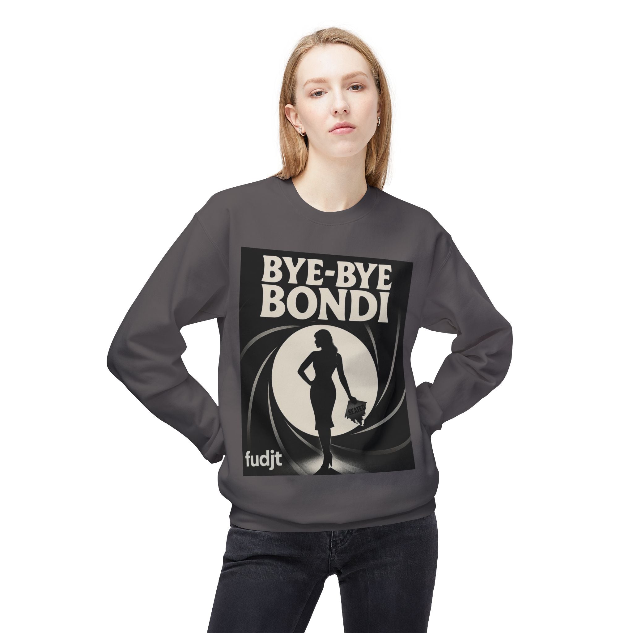 BYE-BYE BONDI | Black Smoke Screen Retro Fudjt Crewneck Sweatshirt | 14 Colors
