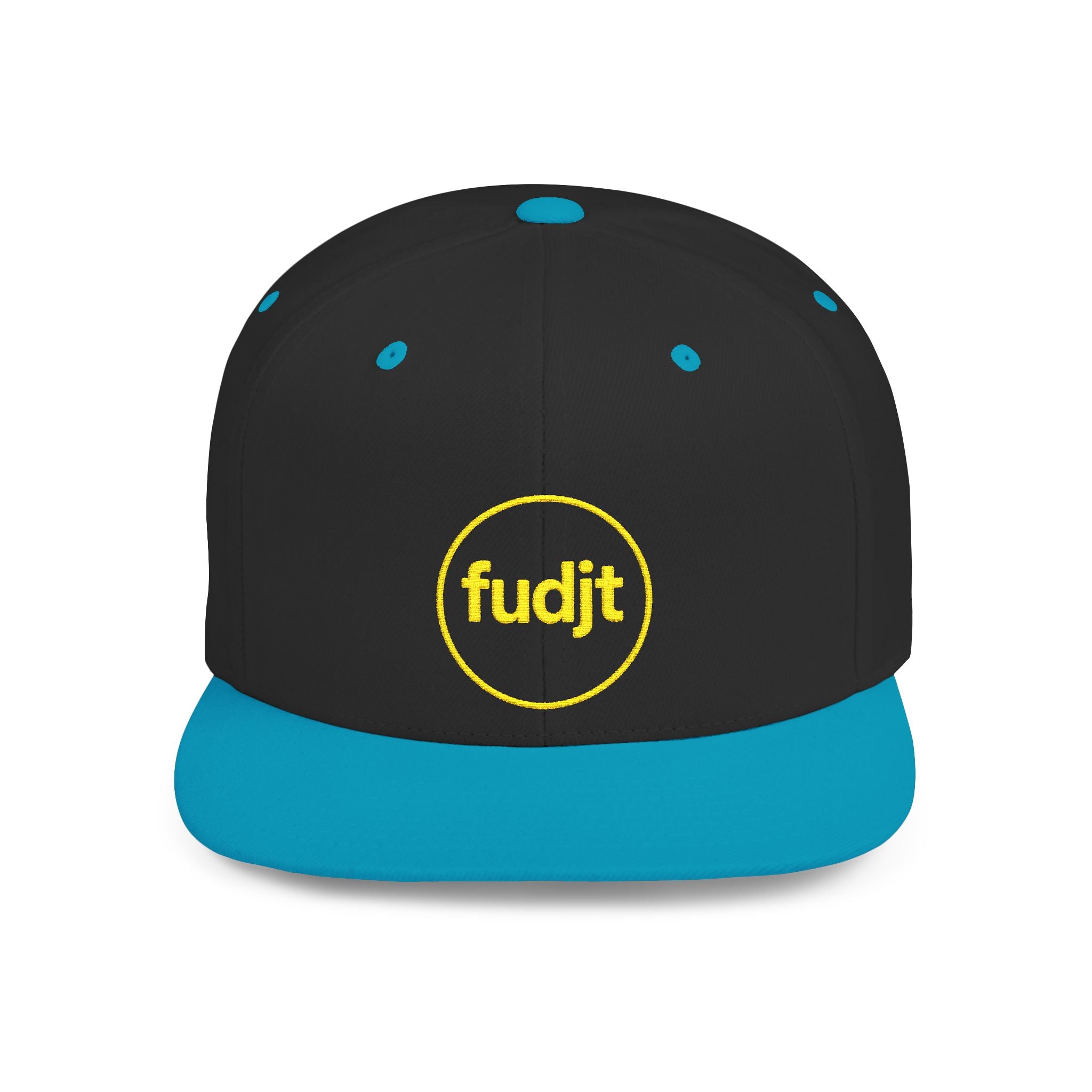 fudjt Circle Flat Bill Snapback Hat | Golden Yellow Embroidery |  14 Colors