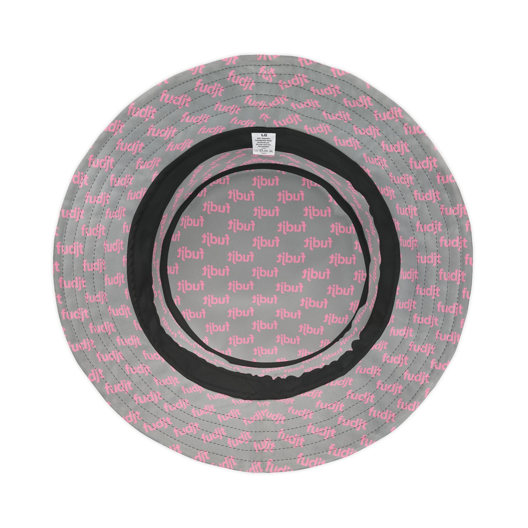 Trendy Pink fudjt All Over on Light Gray Bucket Hat