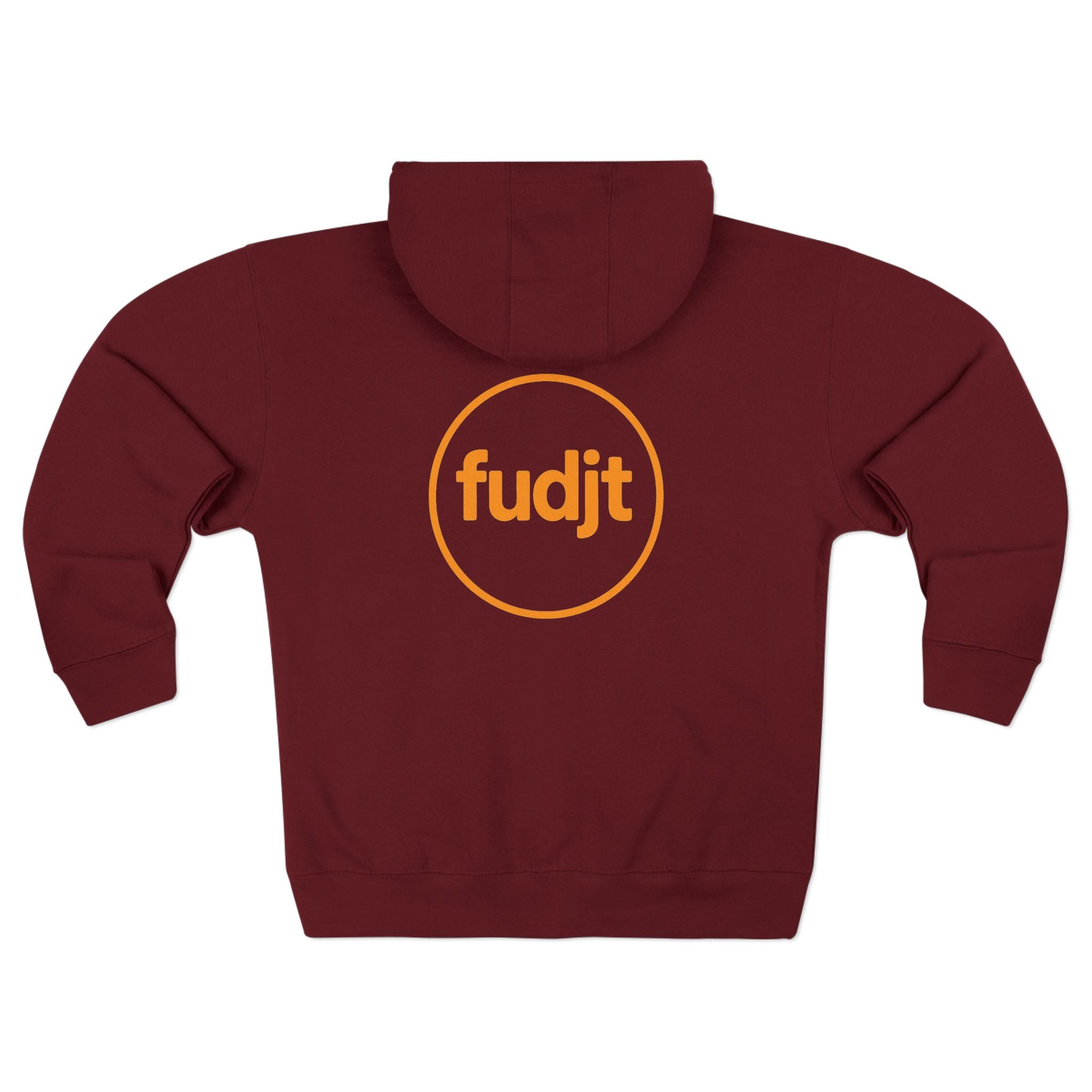 Orange fudjt Circle Zip Hoodie | Front & Back Graphic | 9 Colors