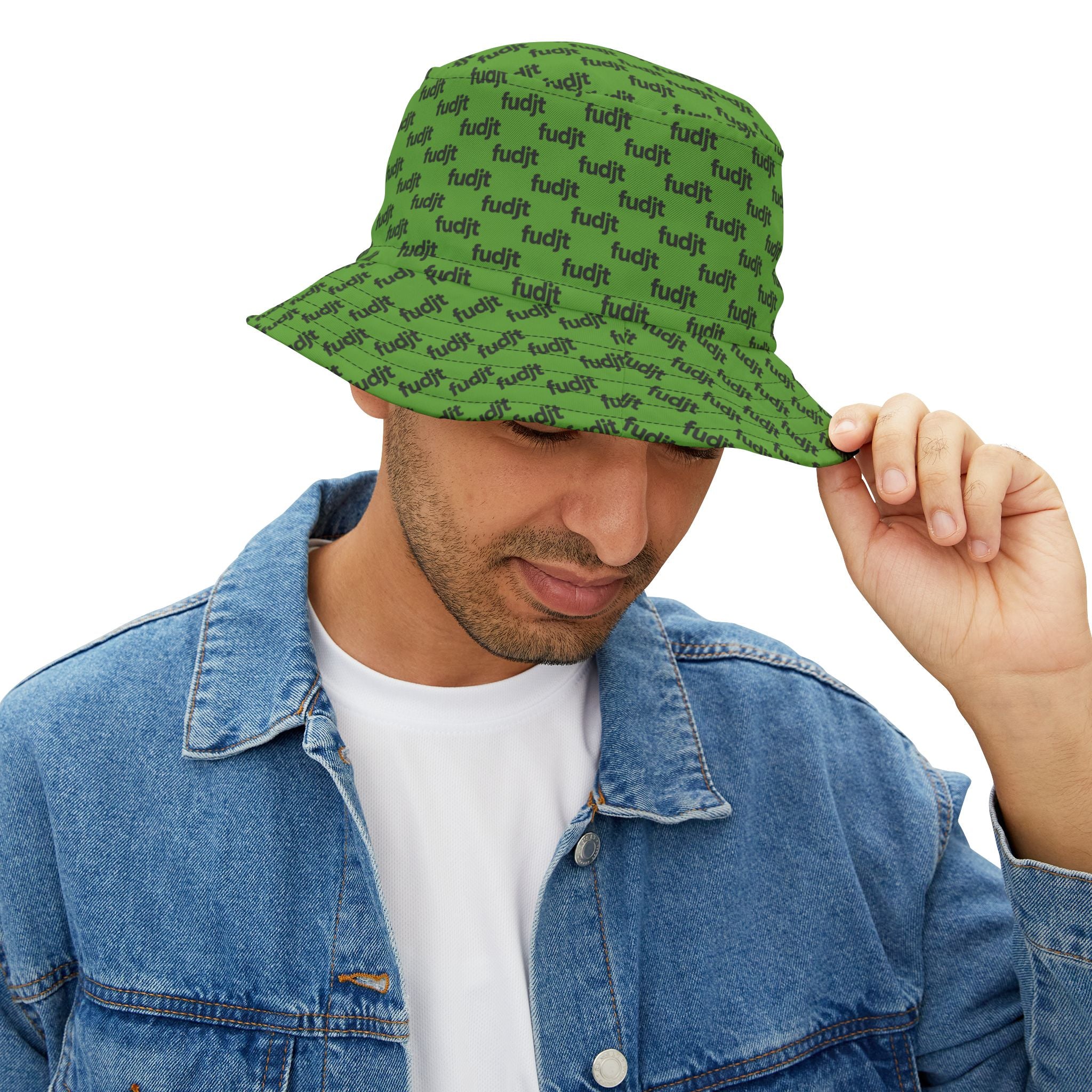 Trendy Black fudjt All Over Green Bucket Hat