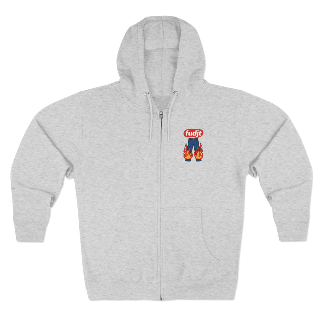 fudjt Pants On Fire Zip Hoodie | Front & Back Graphic | 9 Colors