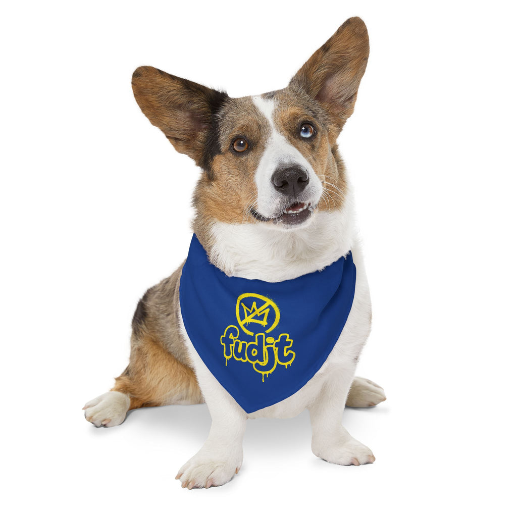 Dark Blue Golden fudjt No Kings Bandana Collar for Dogs, Cats & More | 4 Sizes