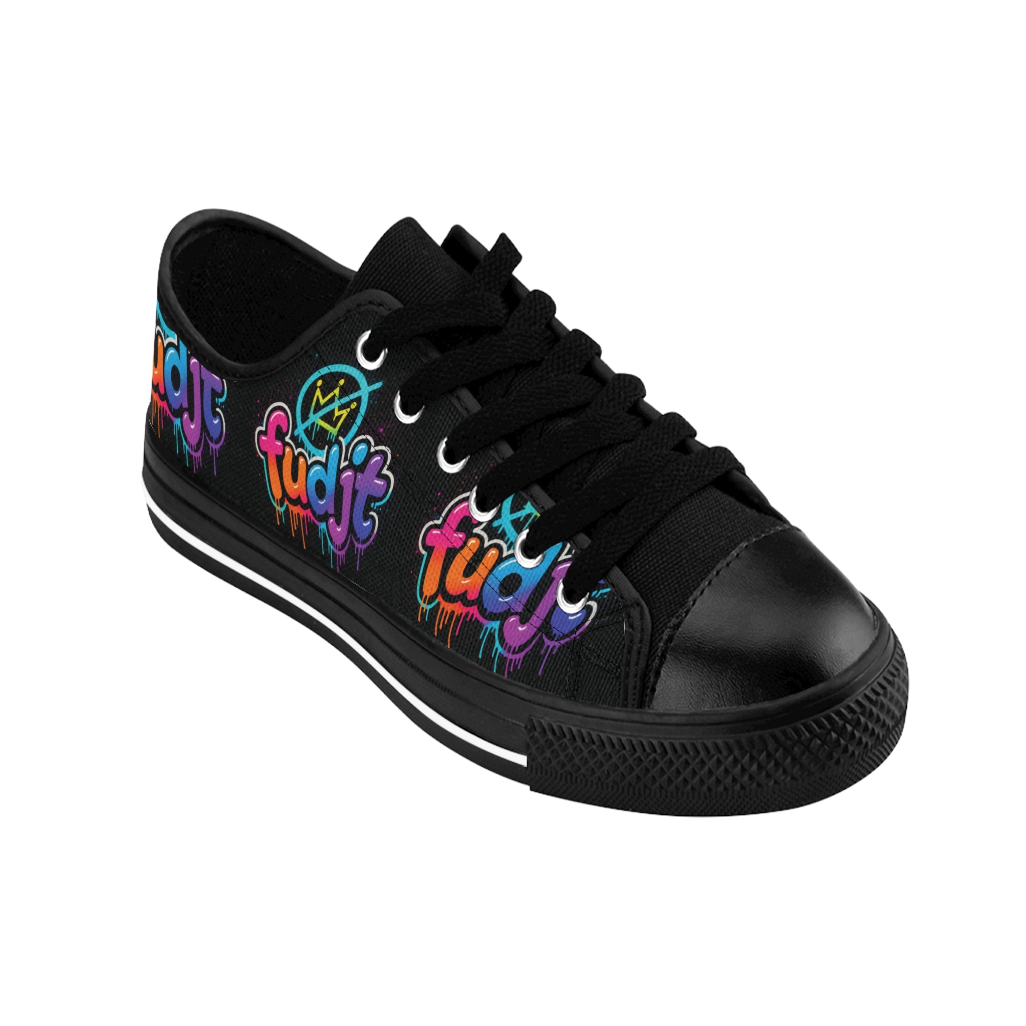 fudjt No Kings Clown Town Street Style Sneakers | Men & Boys Black All Over Low Top