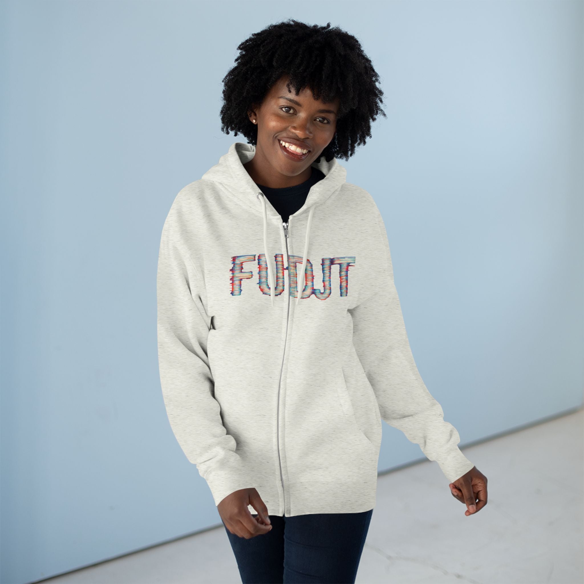 FUDJT Glitch Zip Hoodie | Bold Front & Backside | 7 Colors