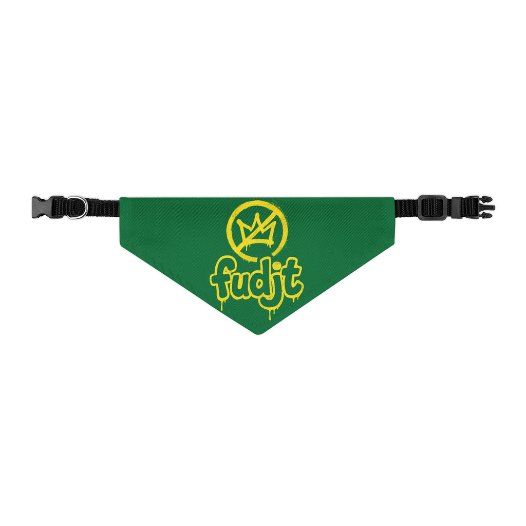 Dark Green Golden fudjt No Kings Bandana Collar for Dogs, Cats & More | 4 Sizes